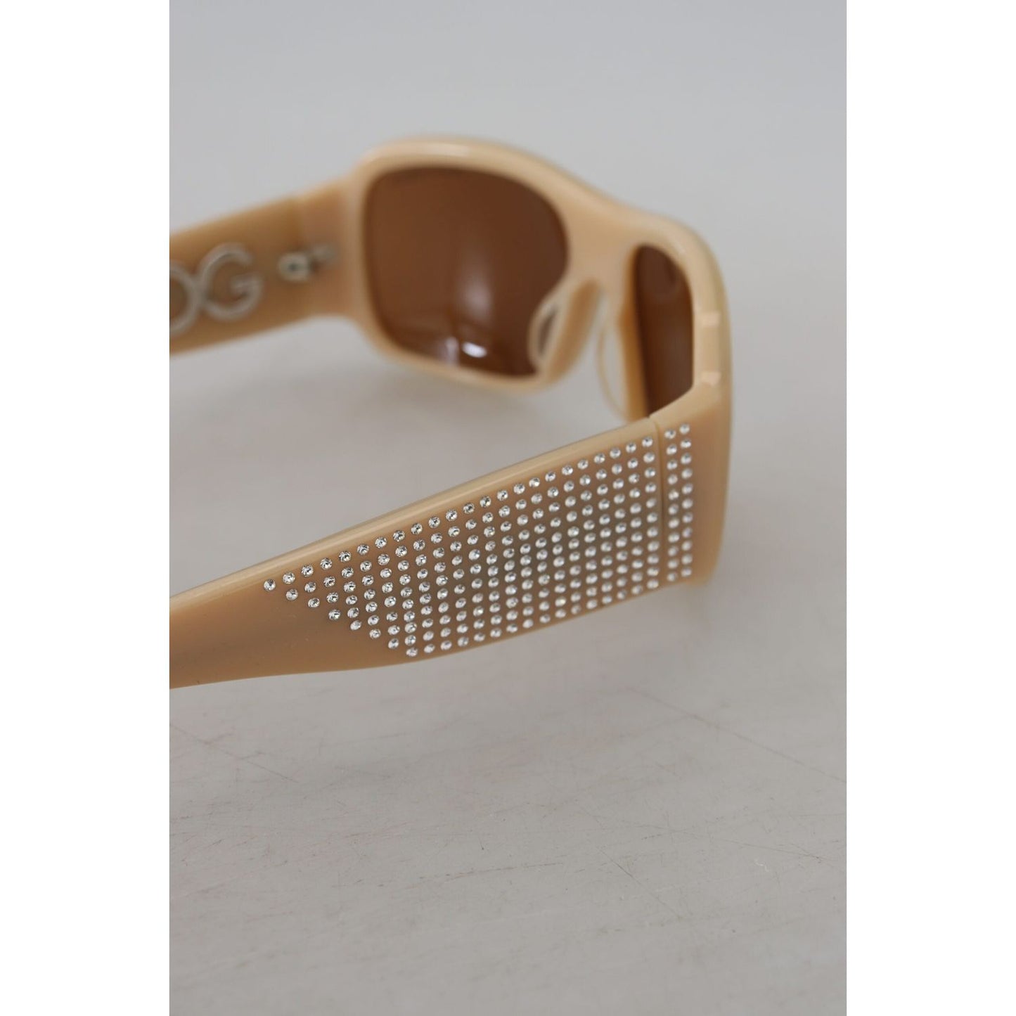 Dolce & Gabbana Elegant Cream Swarovski Sunglasses Dolce & Gabbana Dark Gray
