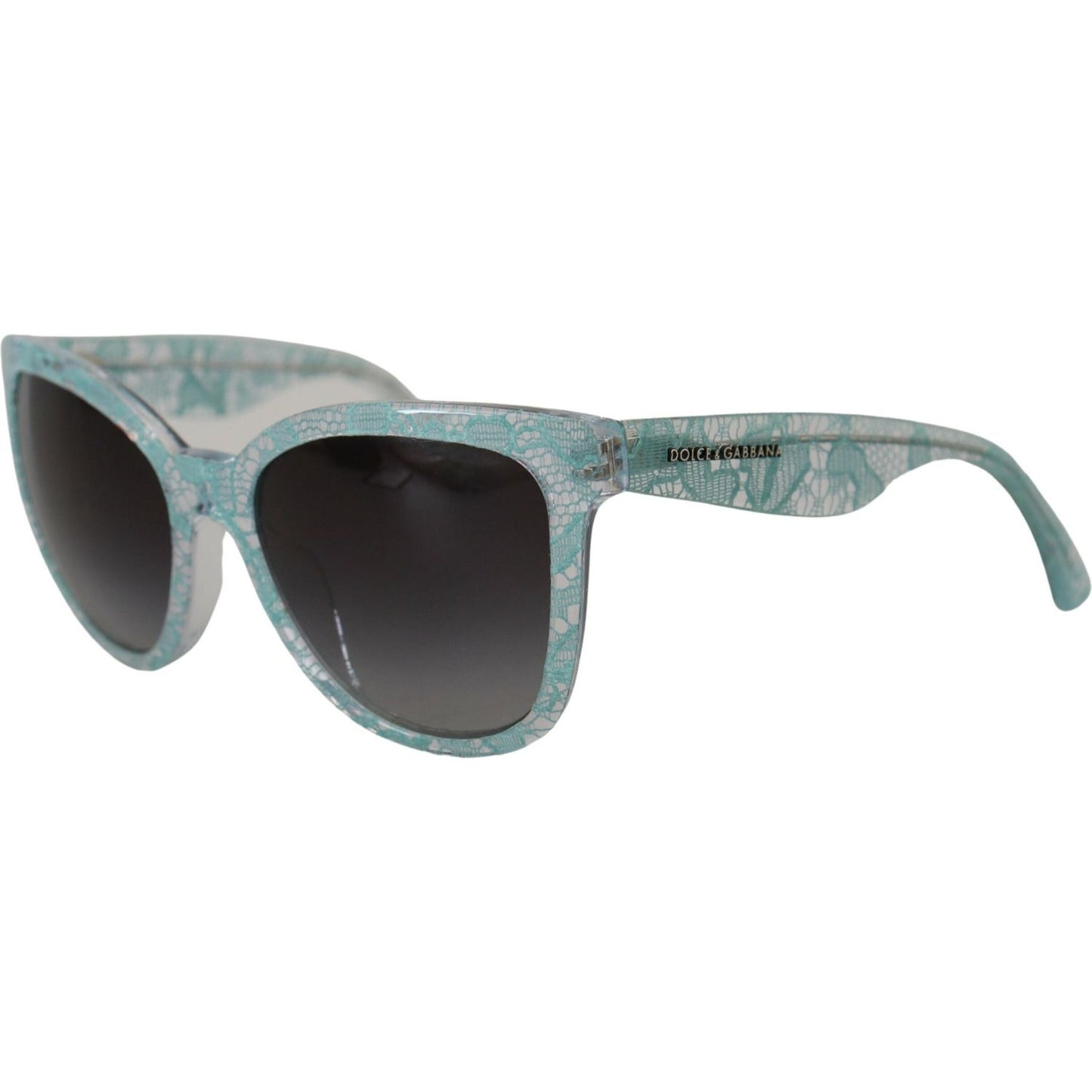 Dolce & Gabbana Elegant Blue Lace Detail Sunglasses Dolce & Gabbana Slate Gray