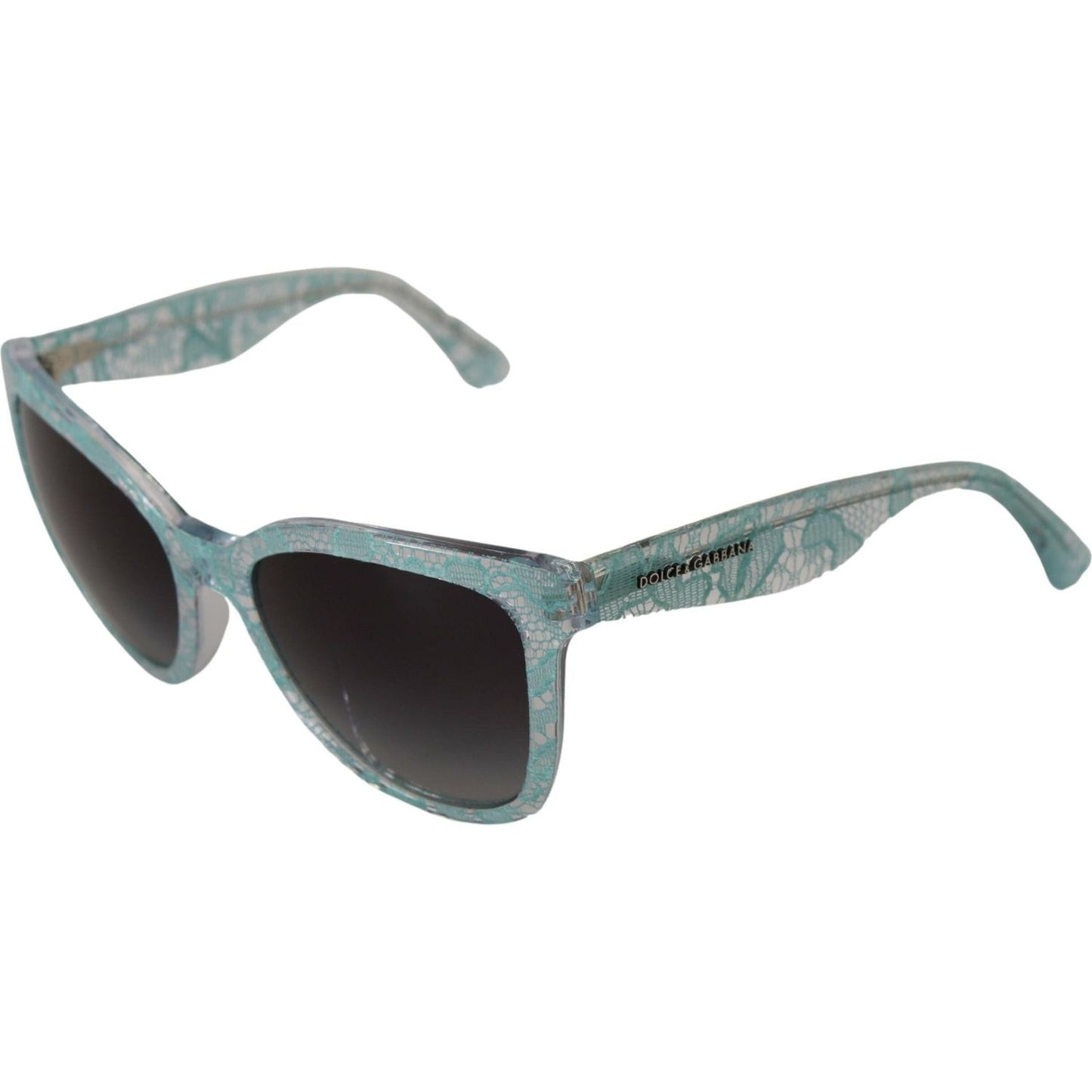Dolce & Gabbana Elegant Blue Lace Detail Sunglasses Dolce & Gabbana Slate Gray
