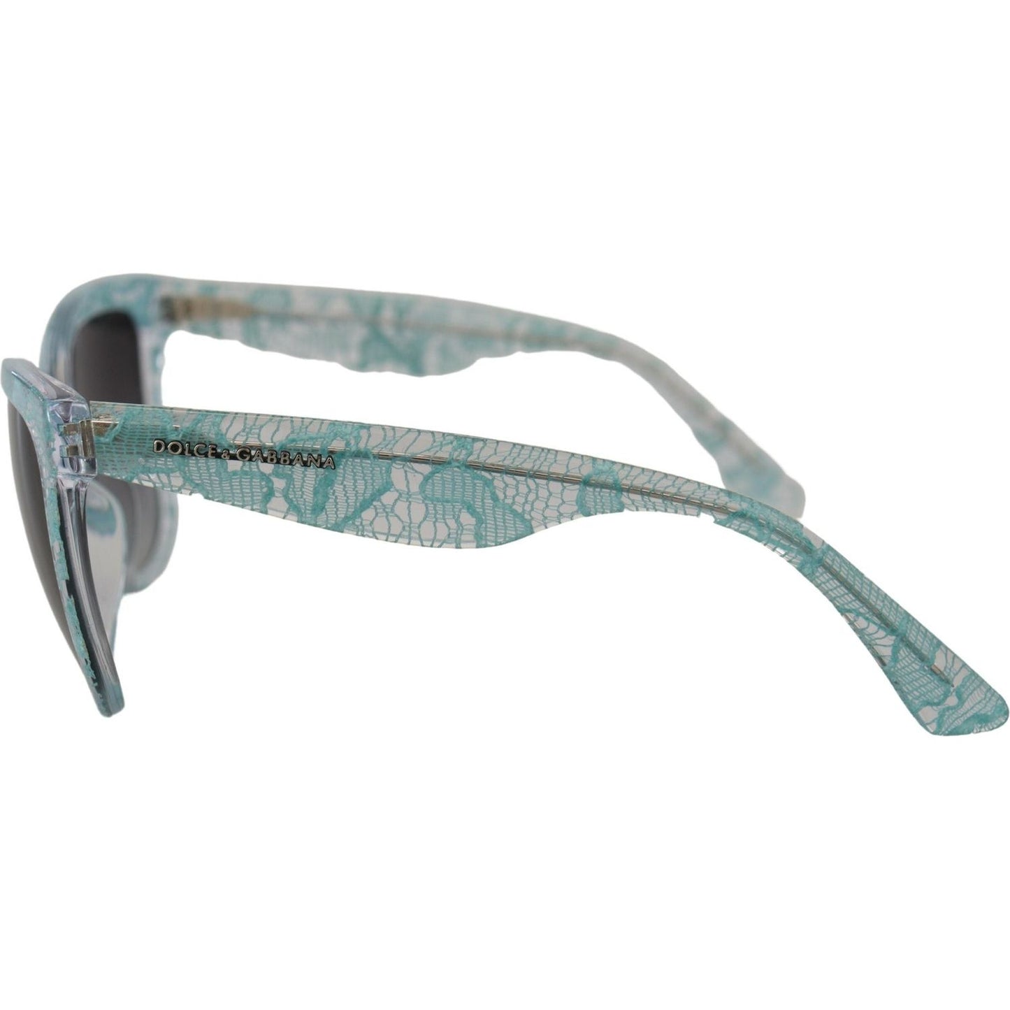 Dolce & Gabbana Elegant Blue Lace Detail Sunglasses Dolce & Gabbana Light Slate Gray