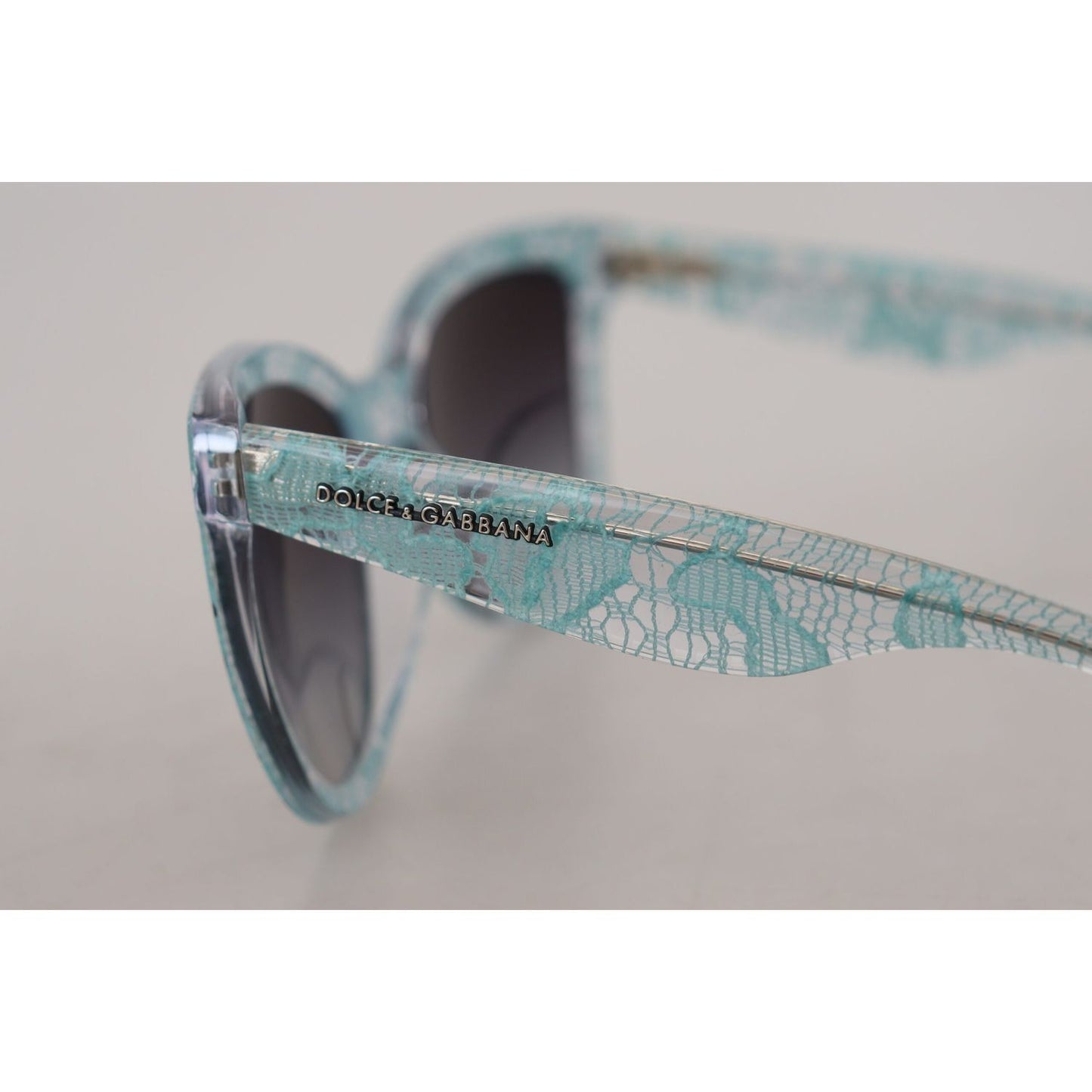 Dolce & Gabbana Elegant Blue Lace Detail Sunglasses Dolce & Gabbana Dark Gray