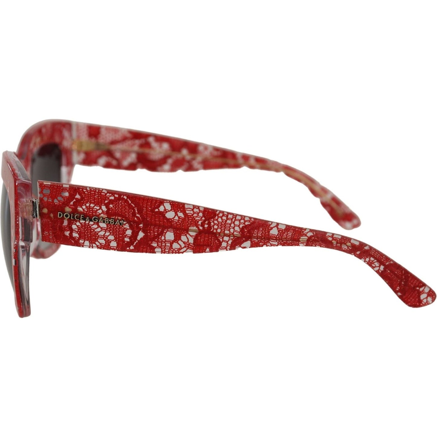 Dolce & Gabbana Elegant Red Lace Detail Sunglasses Dolce & Gabbana Sienna