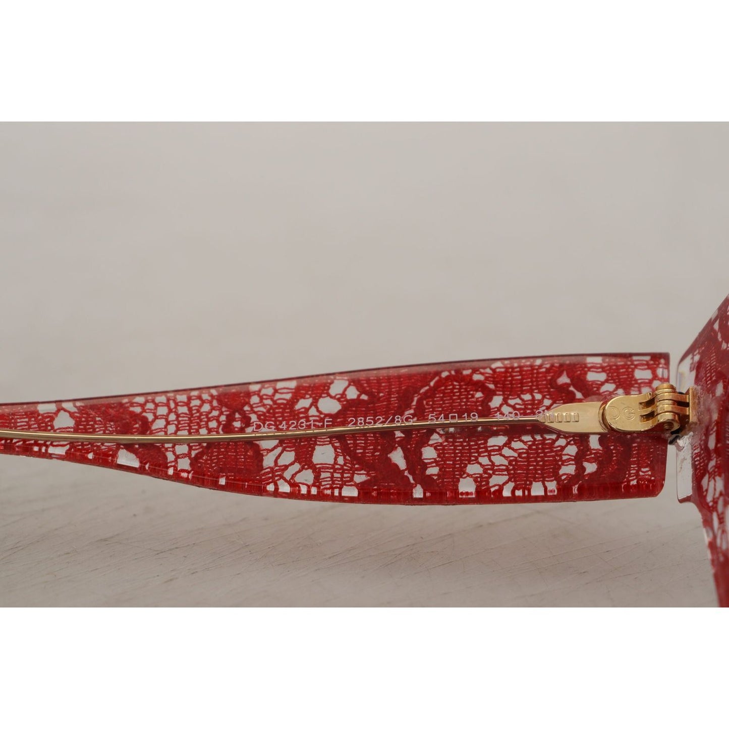 Dolce & Gabbana Elegant Red Lace Detail Sunglasses Dolce & Gabbana Dark Gray