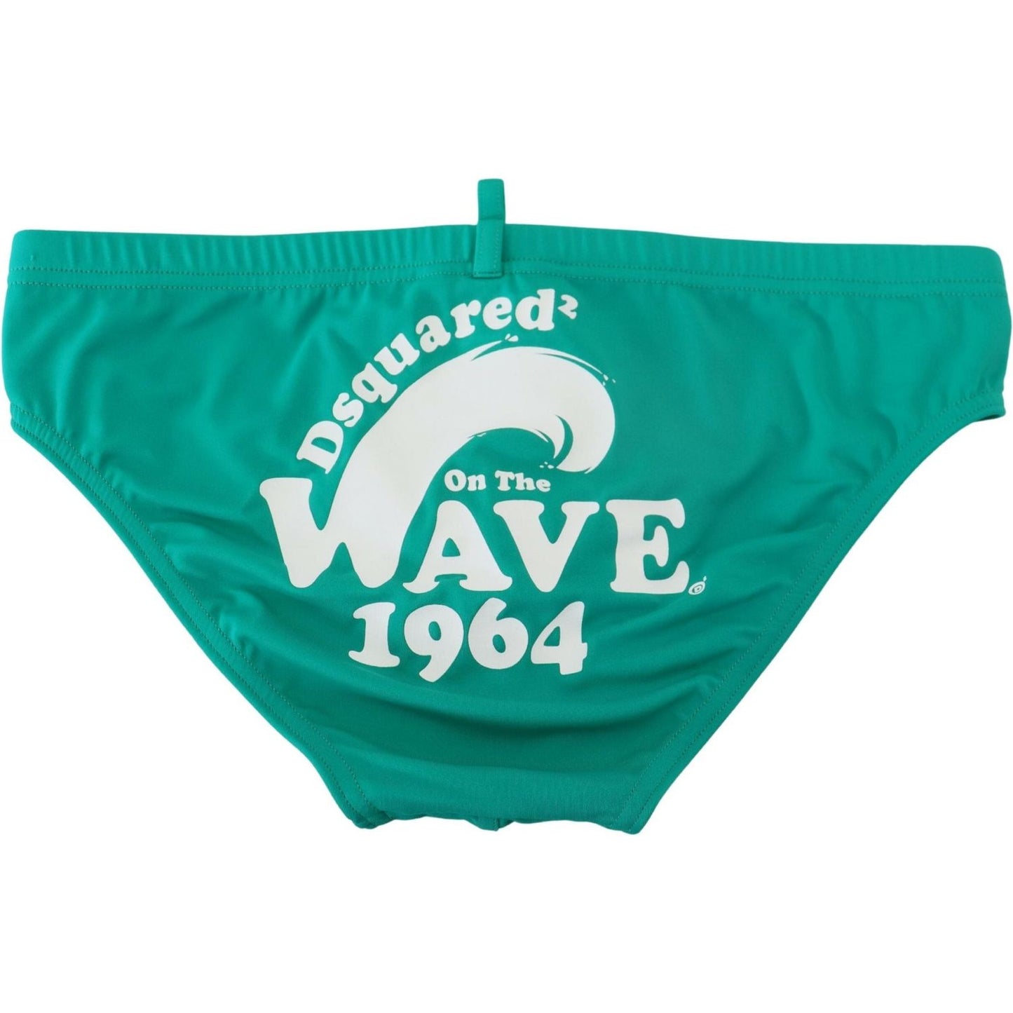 Dsquared² Chic Green Swim Briefs with White Logo Dsquared² Dark Cyan