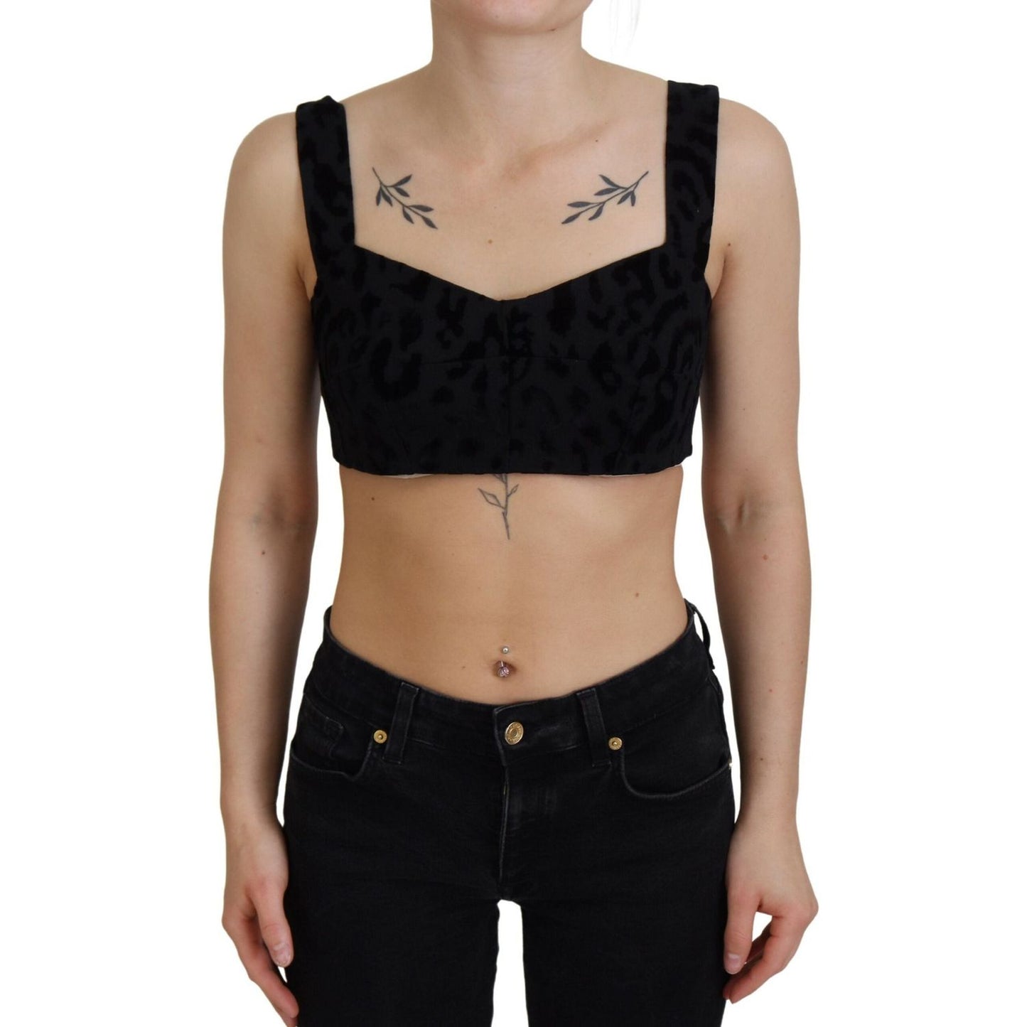 Dolce & Gabbana Elegant Black Cotton Blend Bustier Corset Top Dolce & Gabbana Rosy Brown