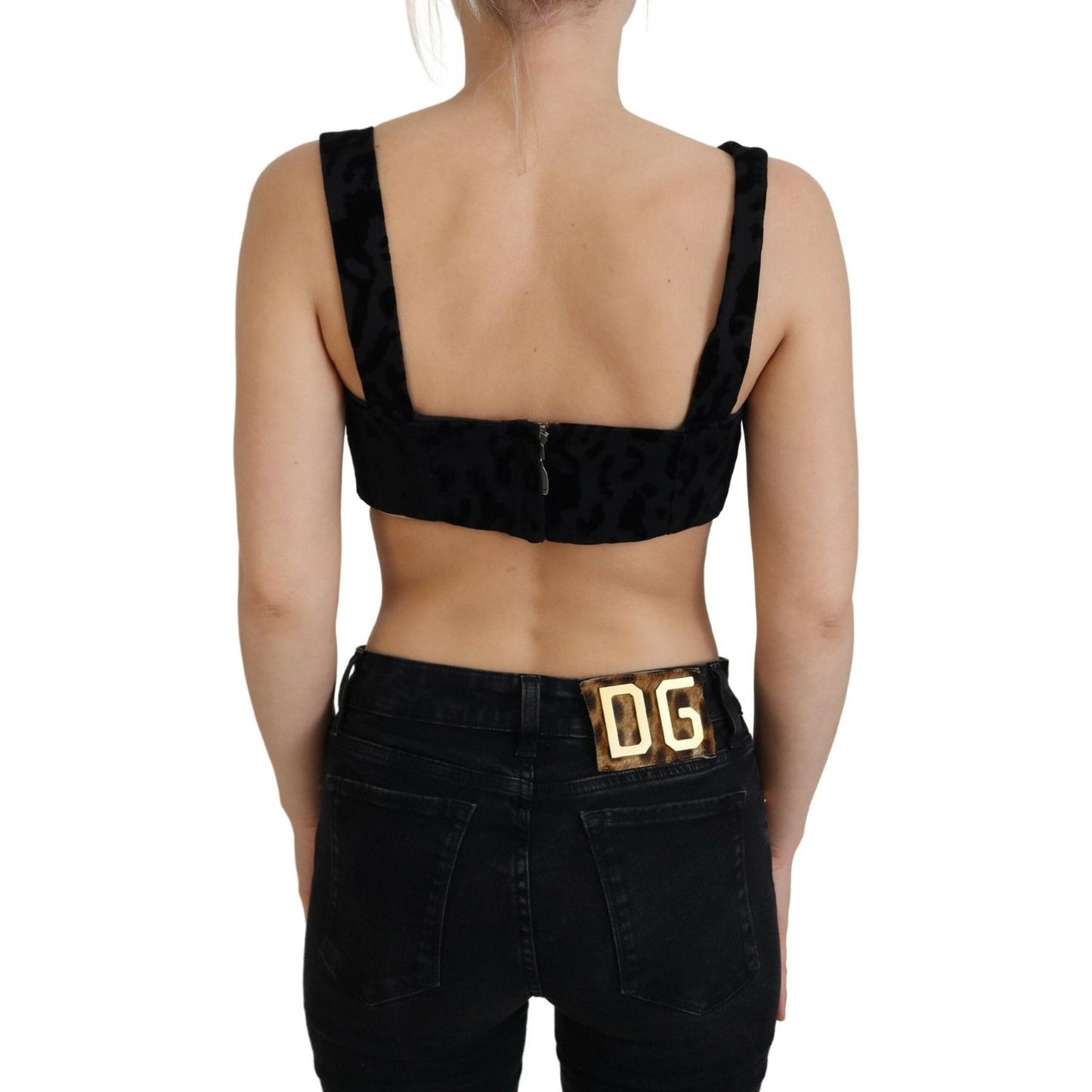 Dolce & Gabbana Elegant Black Cotton Blend Bustier Corset Top Dolce & Gabbana Rosy Brown