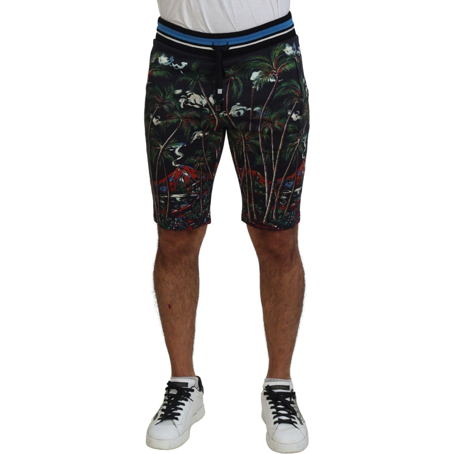Dolce & Gabbana Volcano Print Casual Knee-Length Shorts Dolce & Gabbana Black