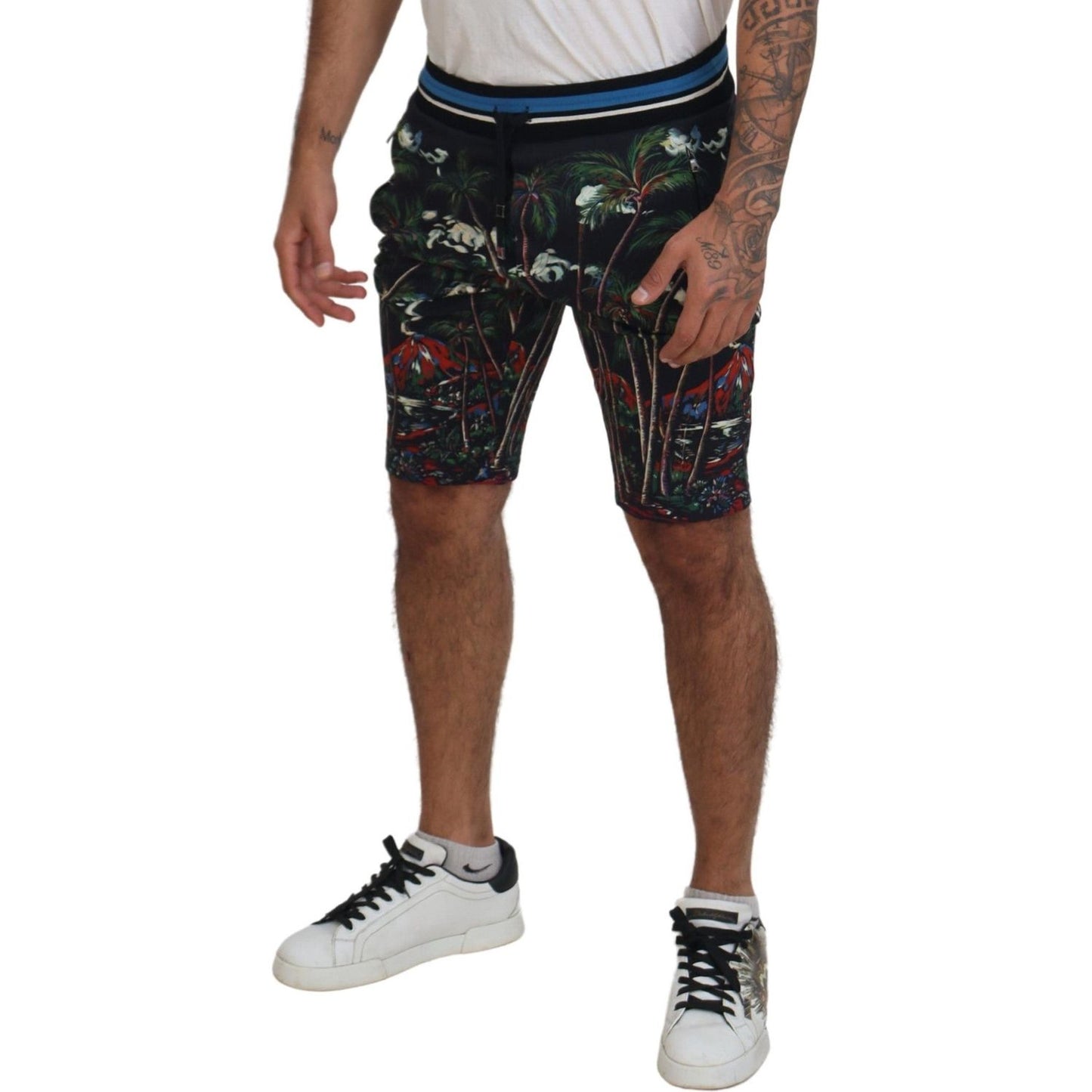 Dolce & Gabbana Volcano Print Casual Knee-Length Shorts Dolce & Gabbana Dark Slate Gray