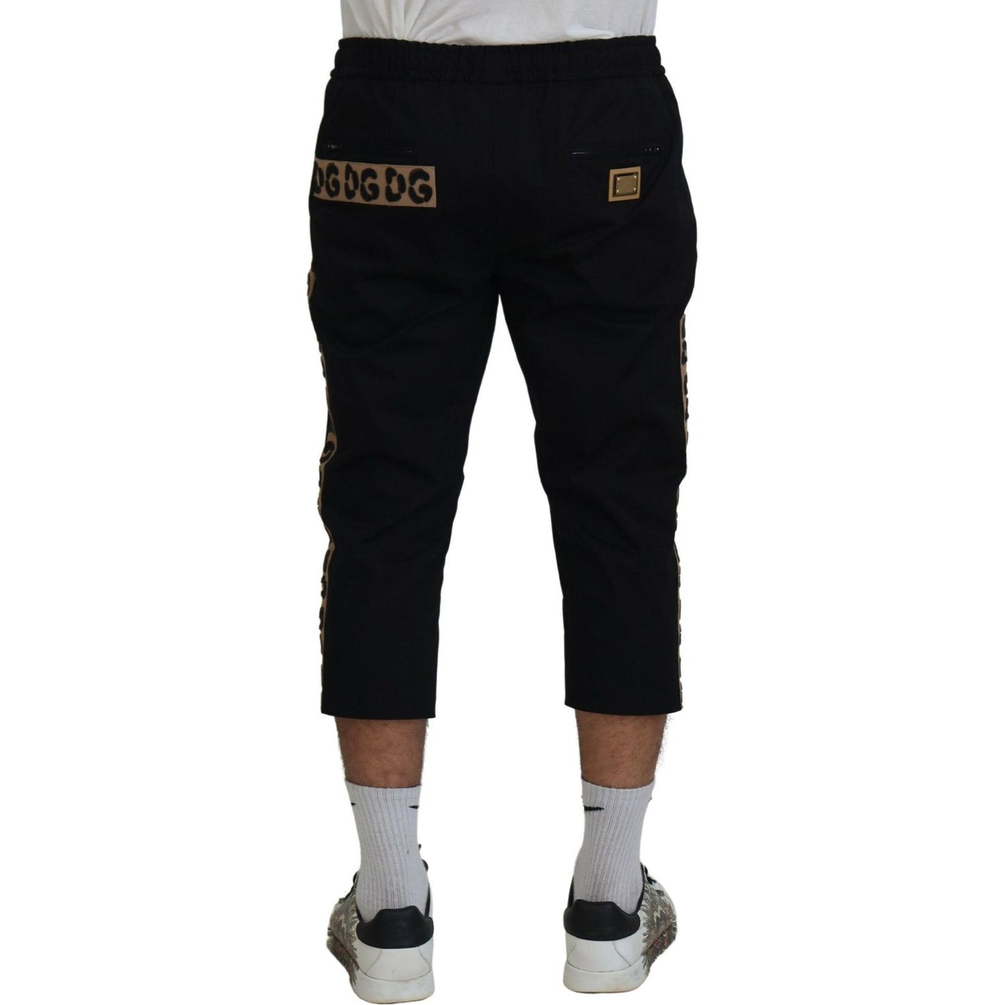 Dolce & Gabbana Elegant Leopard Print Cropped Pants Dolce & Gabbana Gray