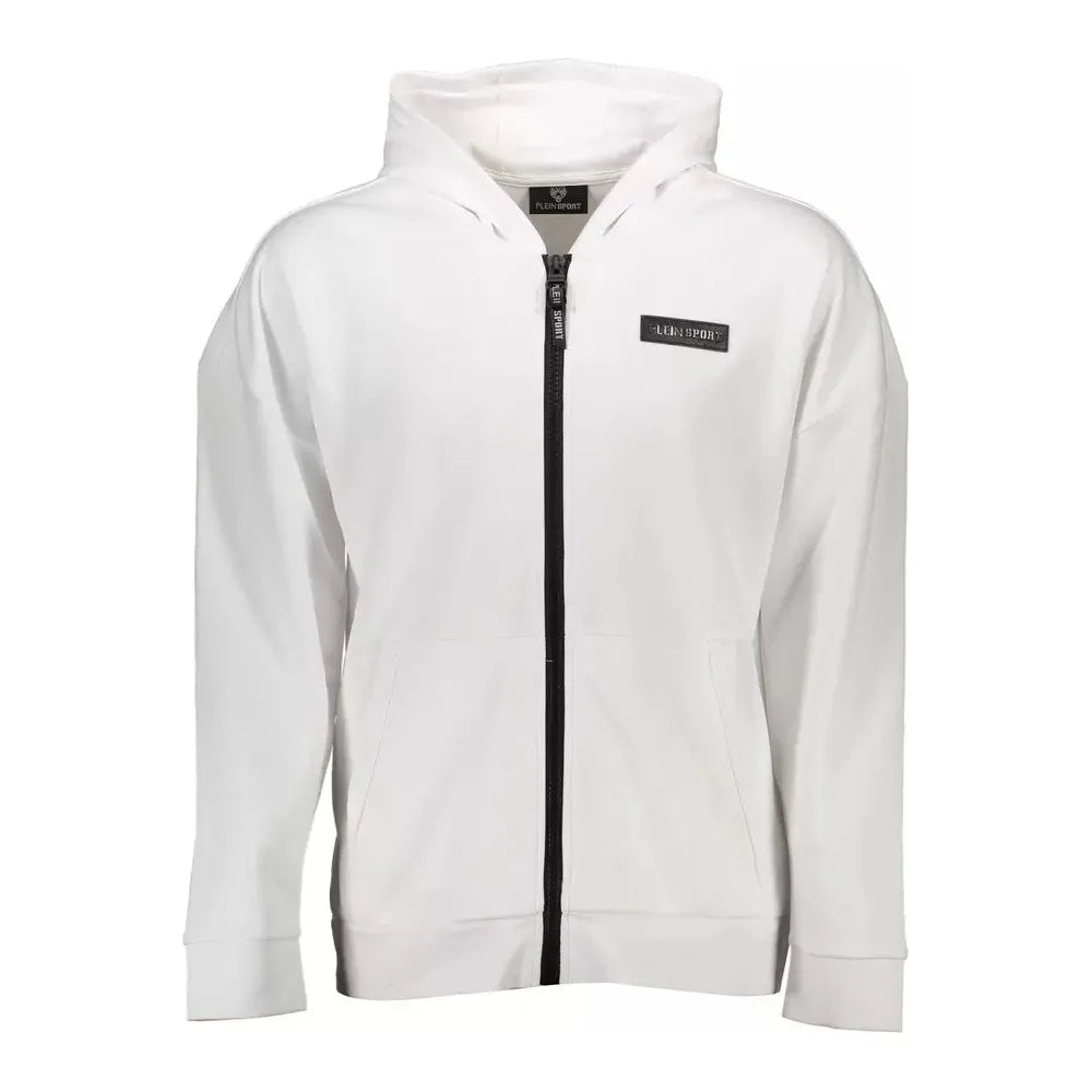 Plein Sport White Cotton Men Sweater Plein Sport Light Gray