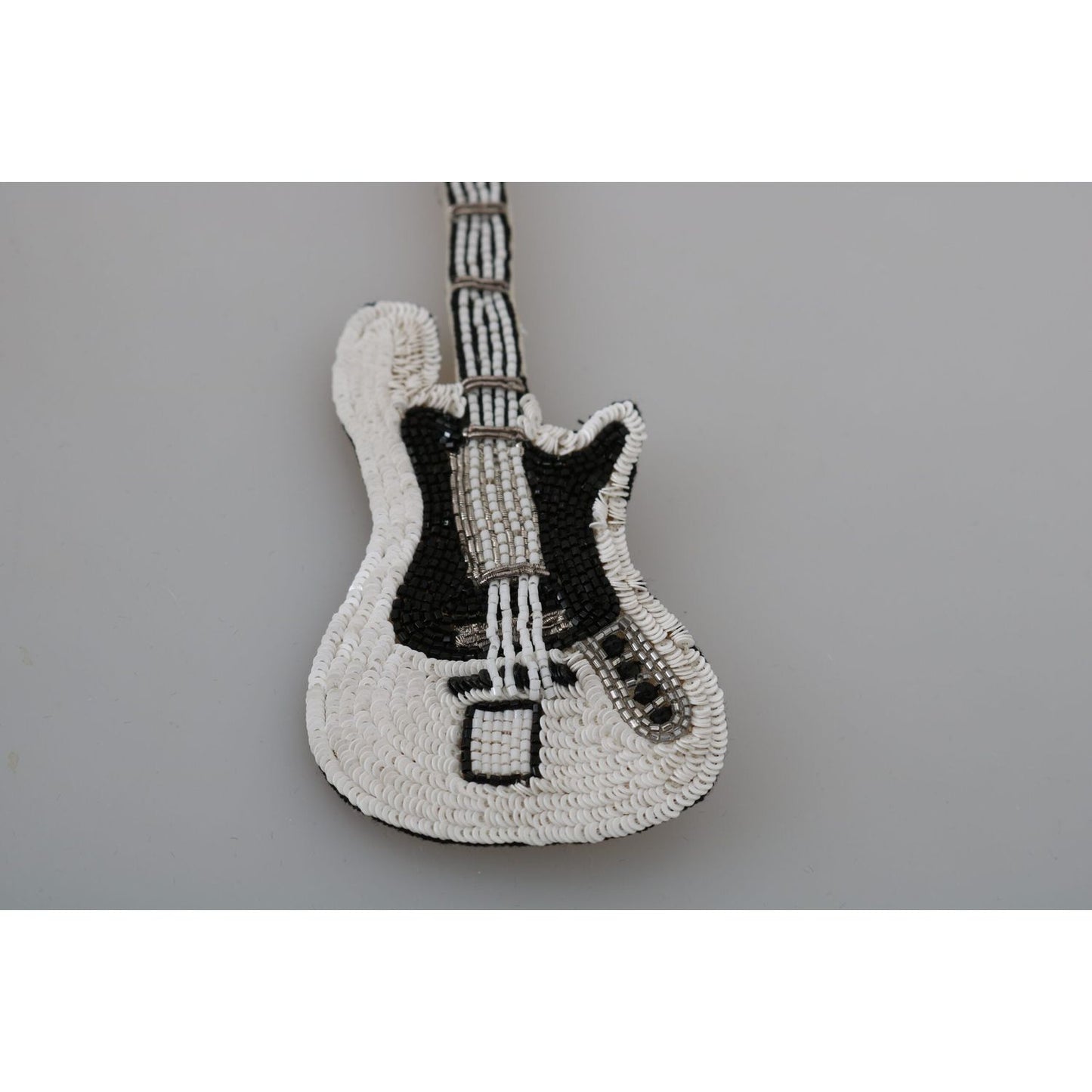 Dolce & Gabbana Gold Sequined Guitar Pin Brooch Brooch Dolce & Gabbana Dark Gray