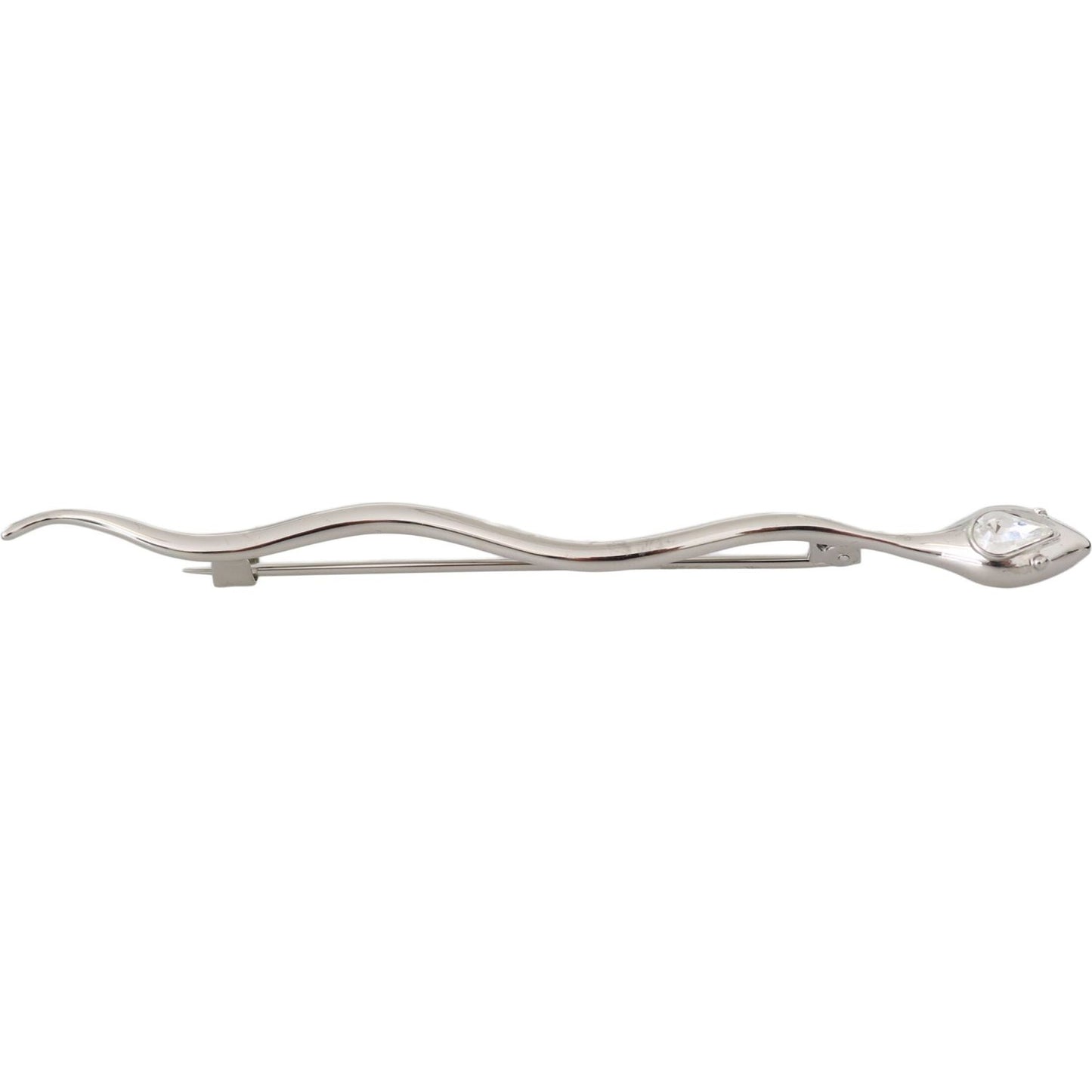 Dolce & Gabbana Elegant Crystal-Embellished Silver Brooch Pin Brooch Dolce & Gabbana Gray