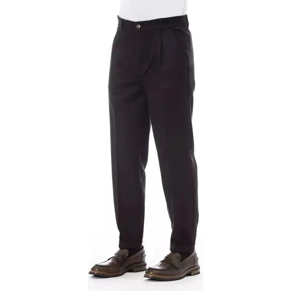 Alpha Studio Brown Wool Men Pants Alpha Studio Dark Slate Gray
