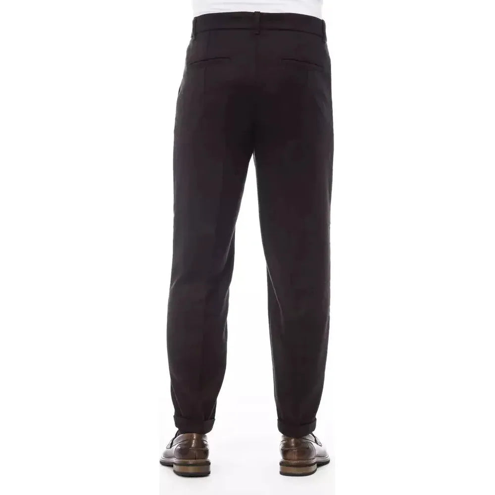 Alpha Studio Brown Wool Men Pants Alpha Studio Dark Slate Gray