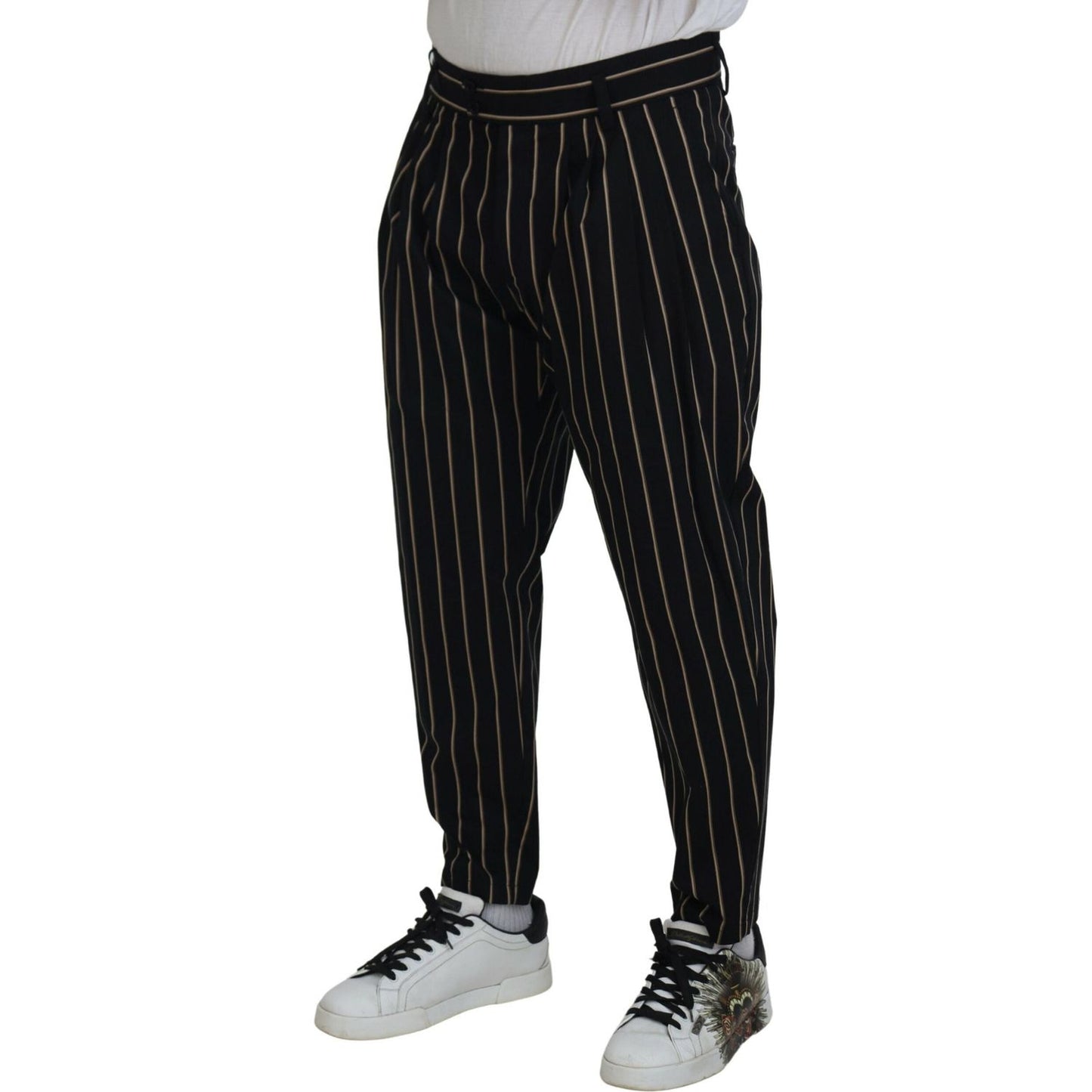 Dolce & Gabbana Elegant Striped Chino Tapered Pants Dolce & Gabbana Gray