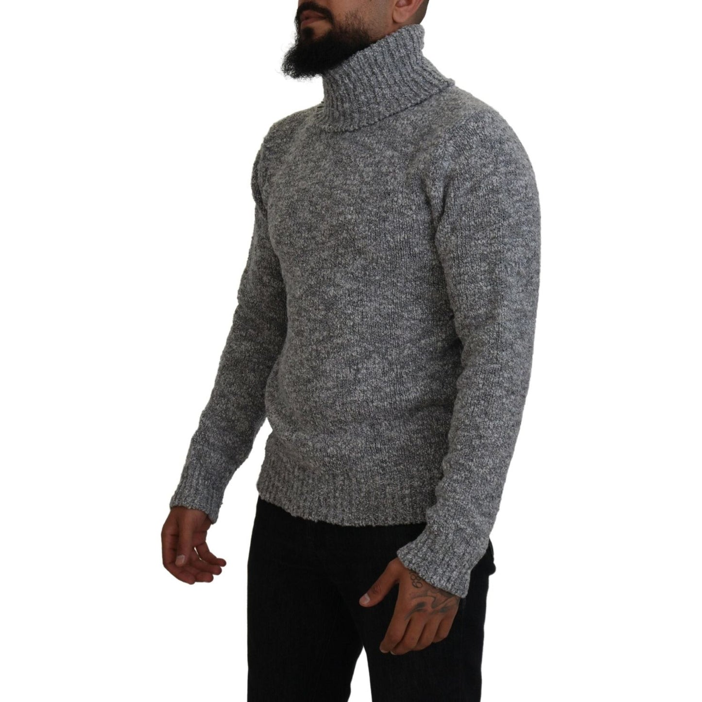 Dolce & Gabbana Elegant Gray Wool-Blend Turtleneck Sweater Dolce & Gabbana Dark Slate Gray