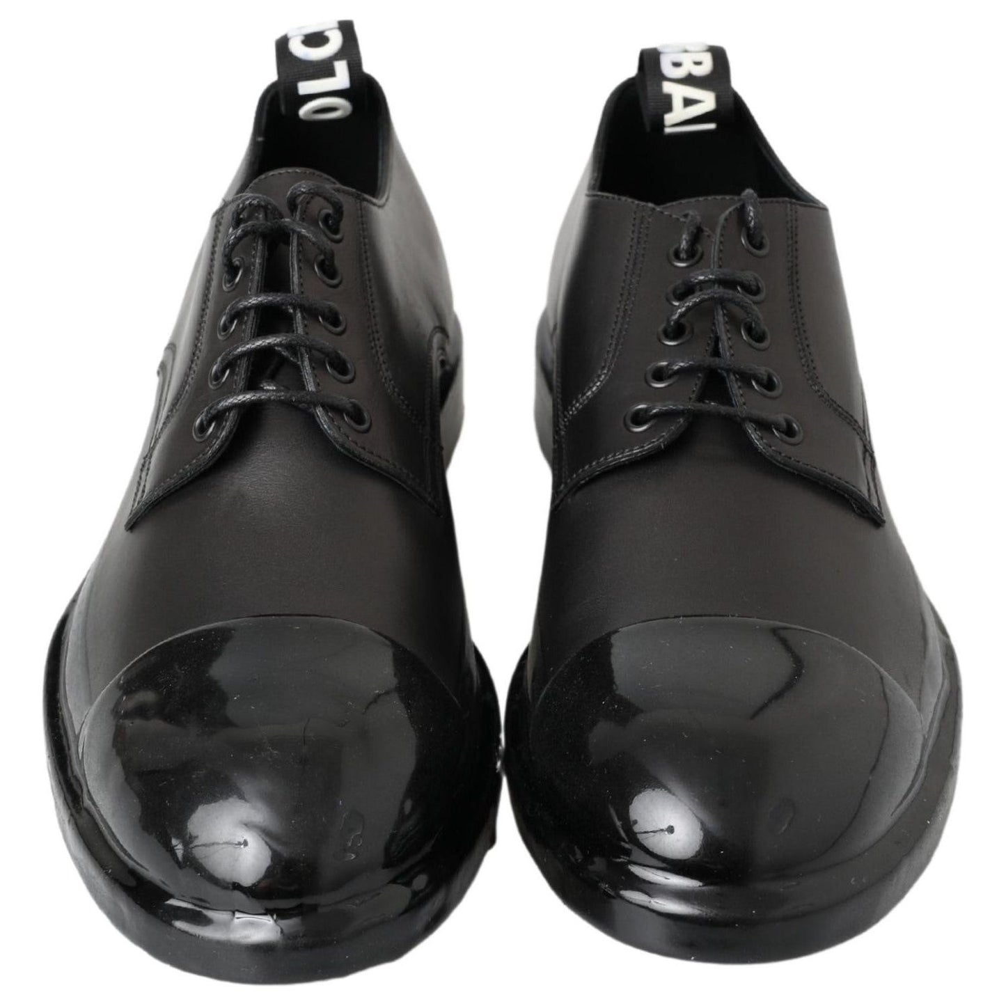 Dolce & Gabbana Elegant Derby Lace-Up Leather Shoes in Black Dolce & Gabbana Dark Slate Gray