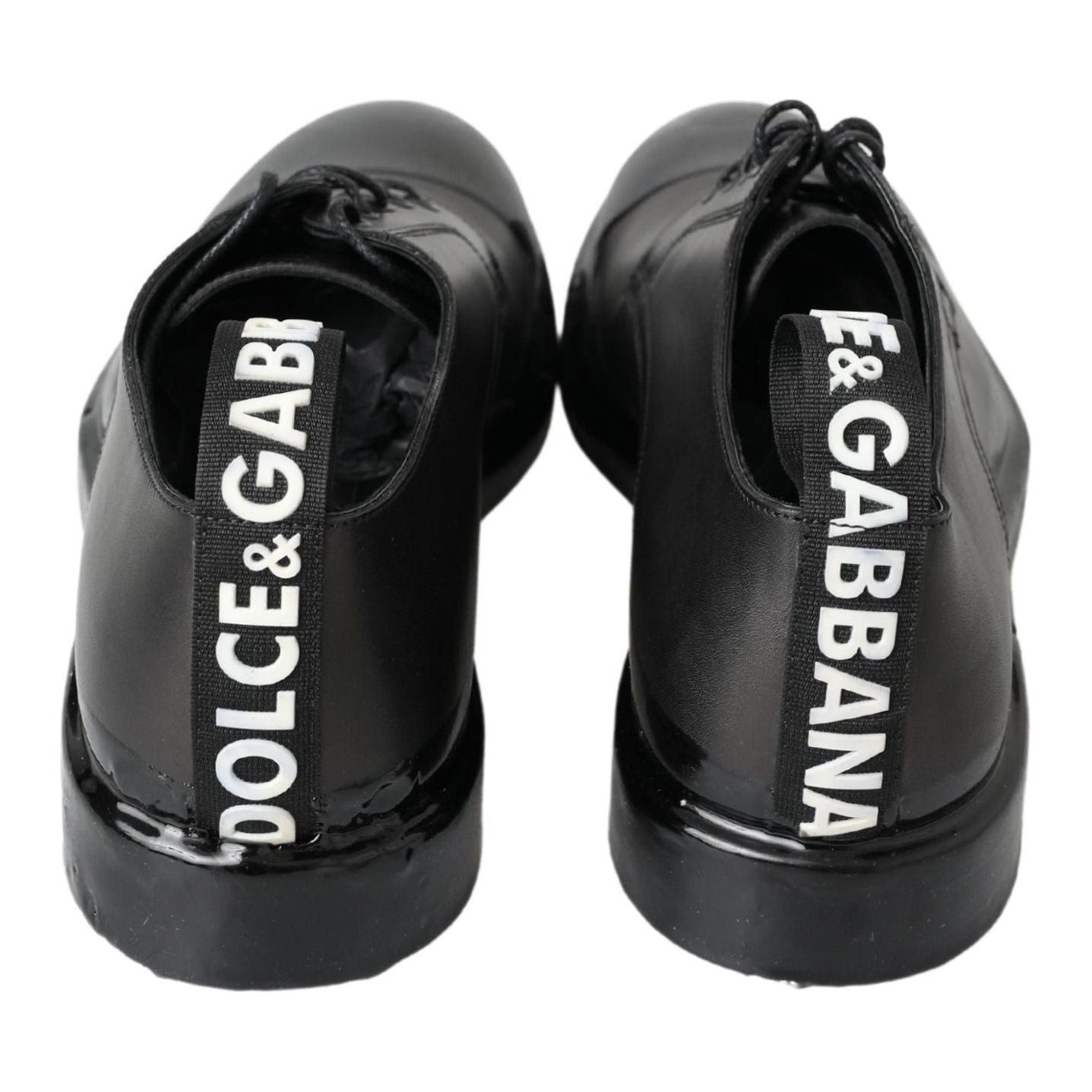 Dolce & Gabbana Elegant Derby Lace-Up Leather Shoes in Black Dolce & Gabbana Dark Slate Gray