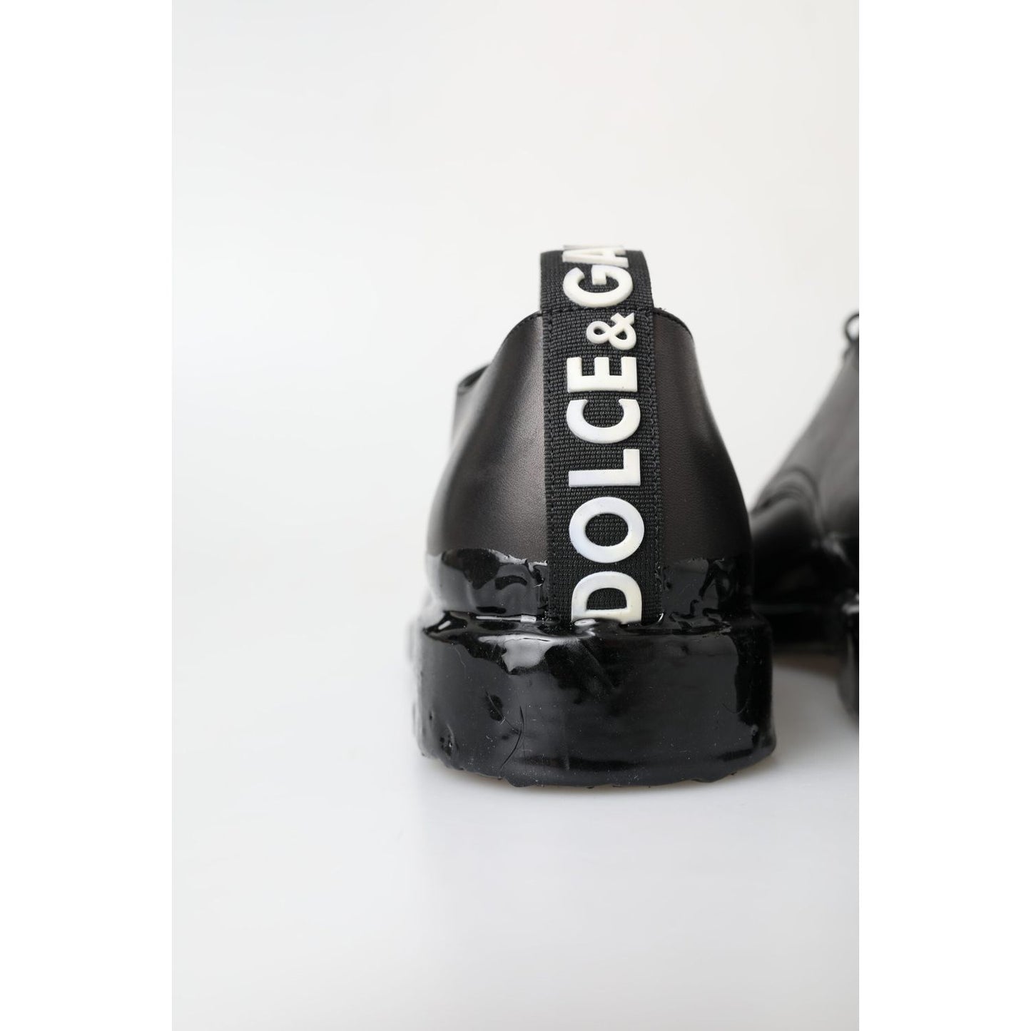 Dolce & Gabbana Elegant Derby Lace-Up Leather Shoes in Black Dolce & Gabbana Dark Slate Gray