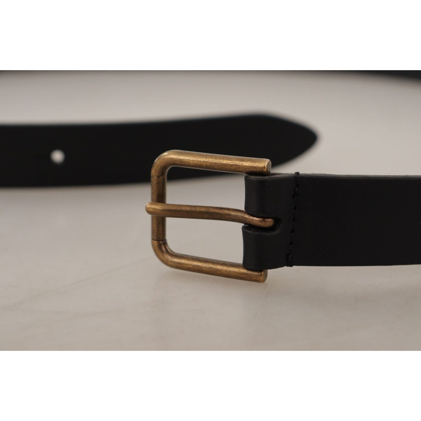 Dolce & Gabbana Elegant Black Leather Belt with Metal Buckle Dolce & Gabbana Dark Gray