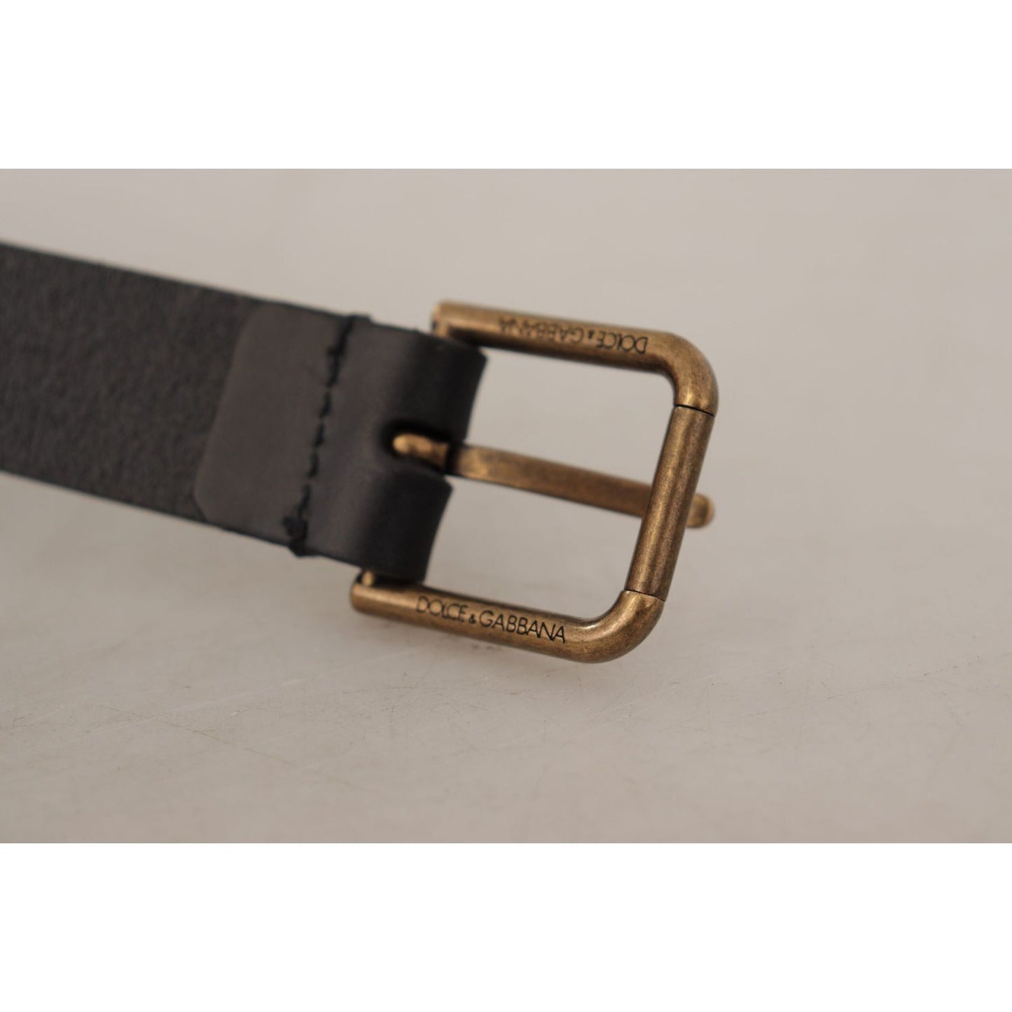 Dolce & Gabbana Elegant Black Leather Belt with Metal Buckle Dolce & Gabbana Dark Gray
