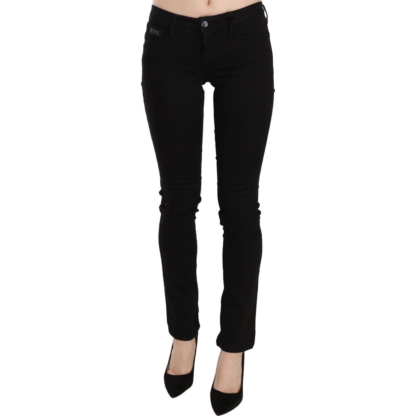 Costume National Elegant Black Mid Waist Slim Fit Jeans Costume National Black