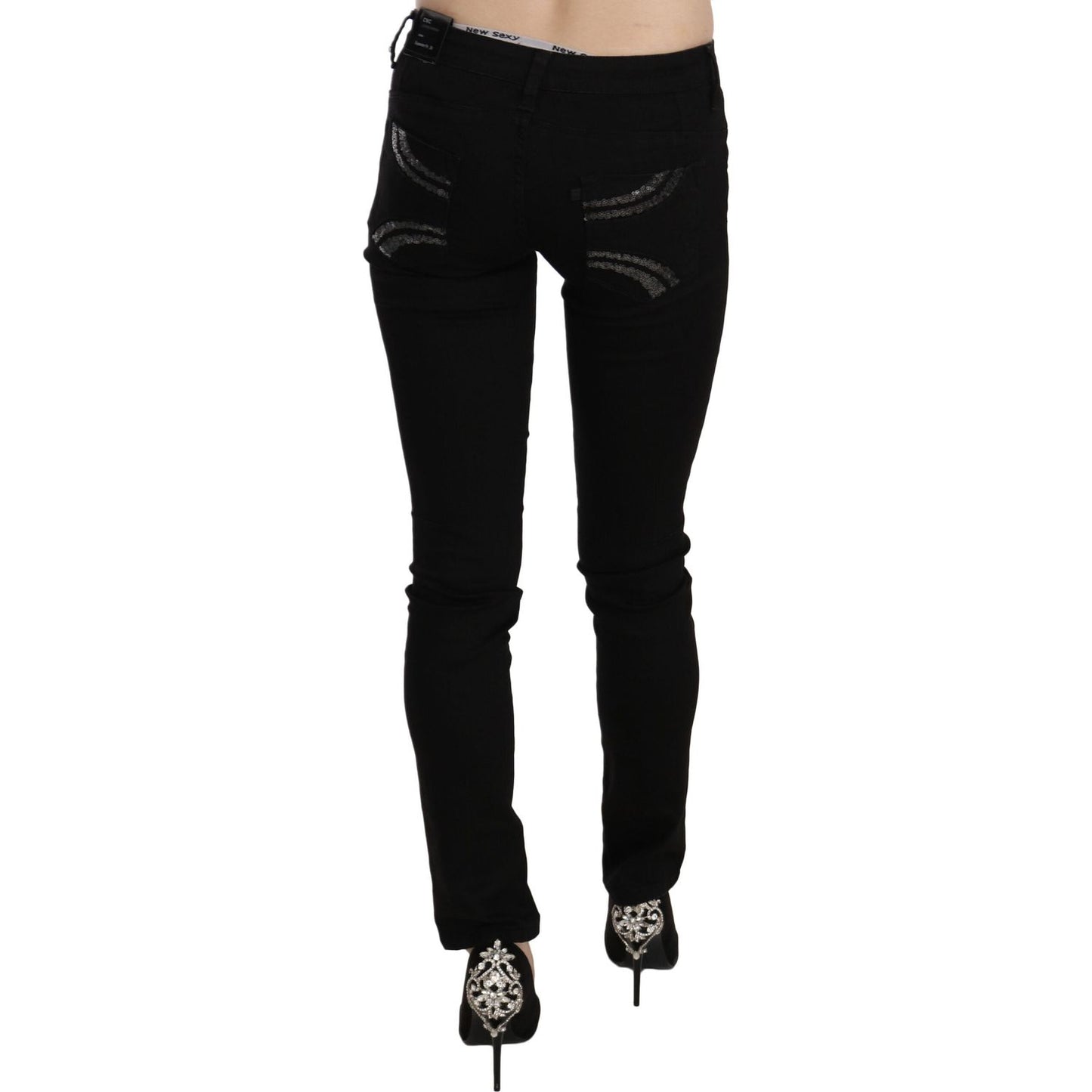 Costume National Elegant Black Mid Waist Slim Fit Jeans Costume National Black