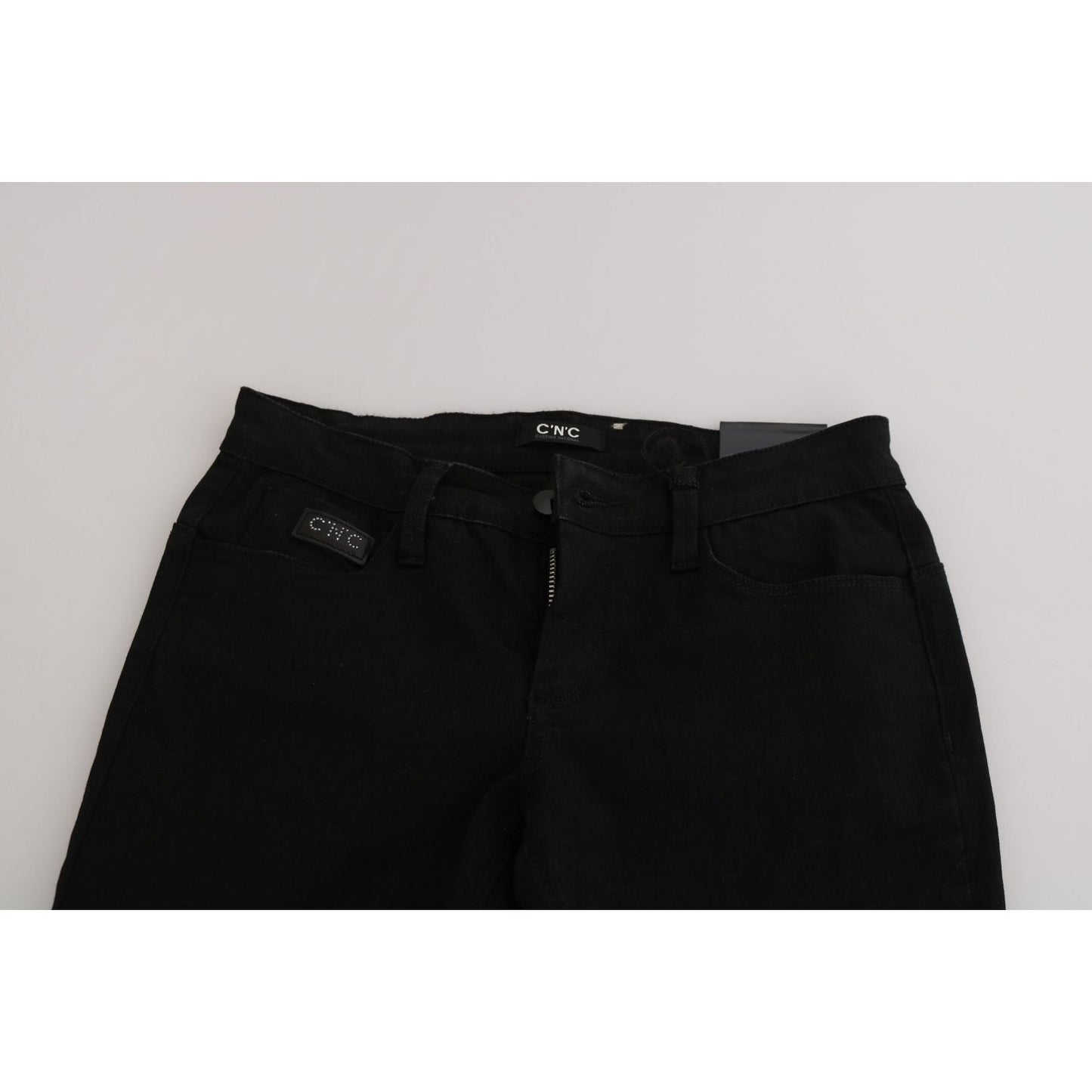 Costume National Elegant Black Mid Waist Slim Fit Jeans Costume National Light Gray