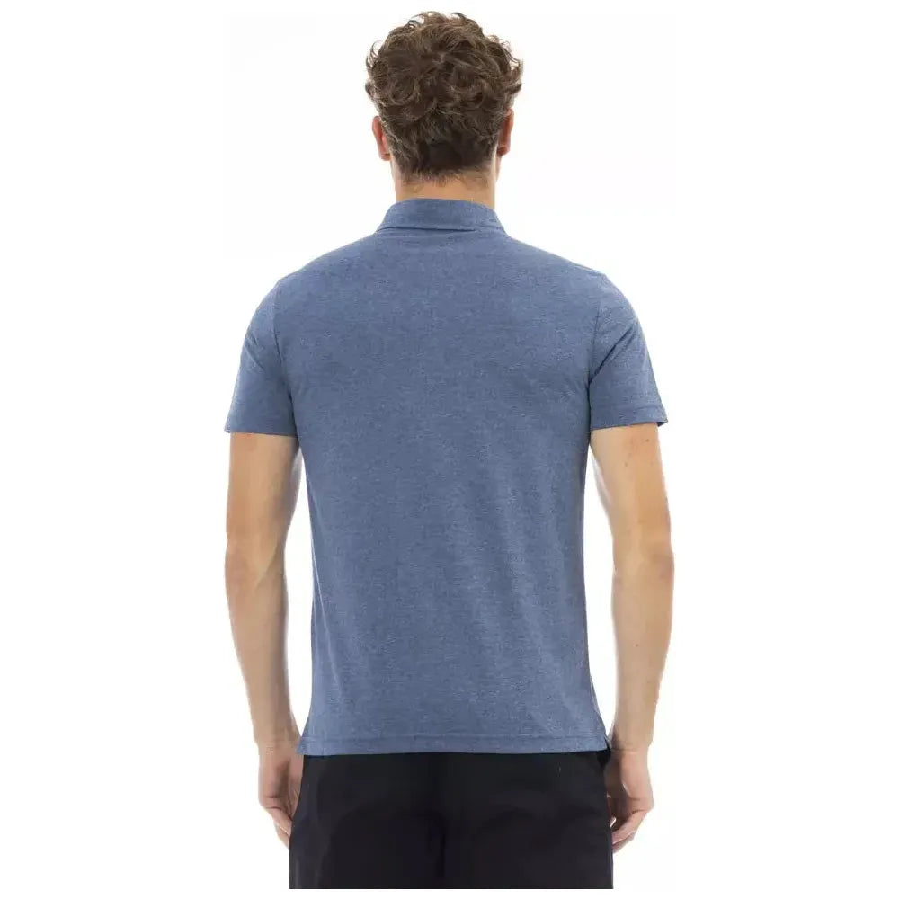 Baldinini Trend Blue Cotton Men Polo Baldinini Trend Slate Gray