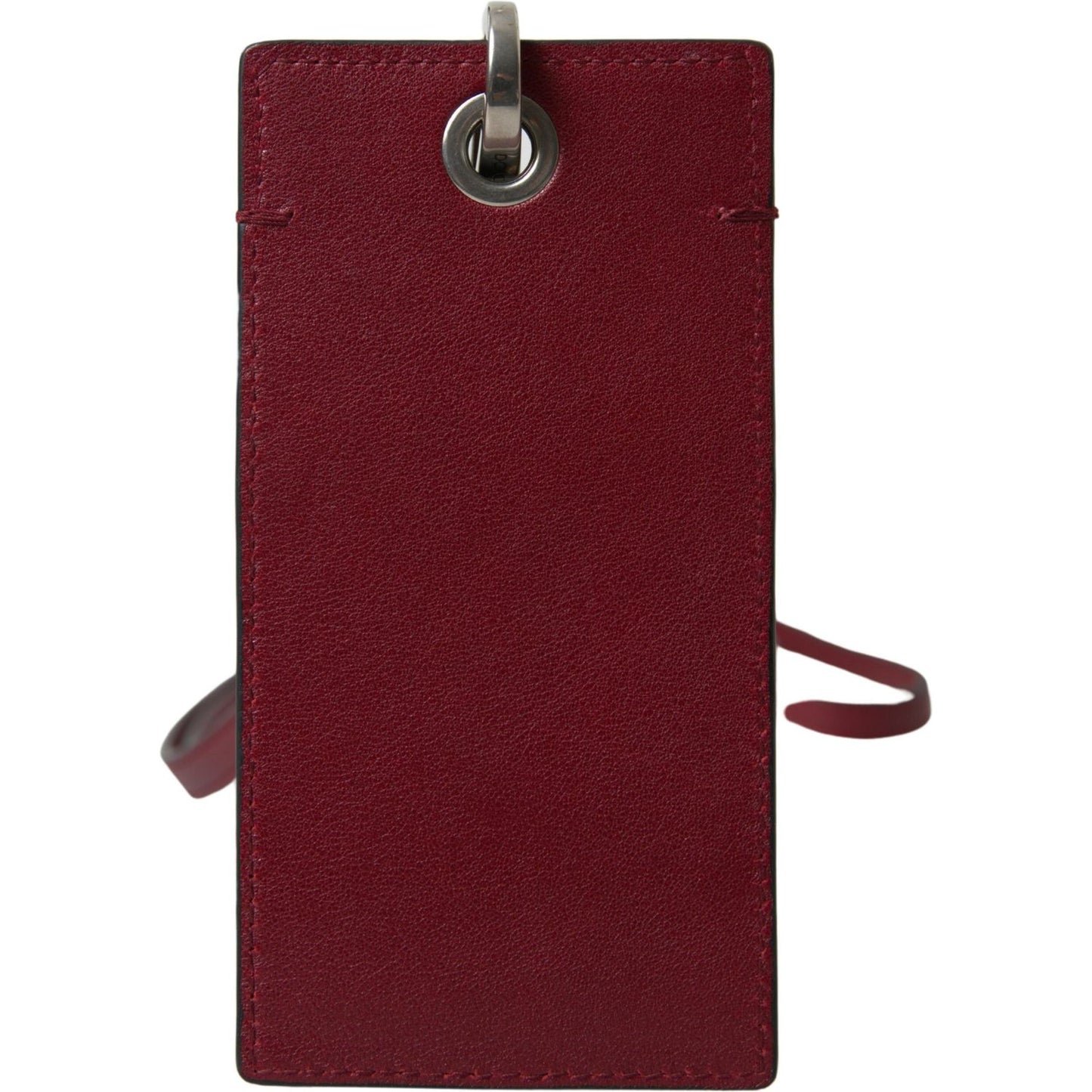 Dolce & Gabbana Elegant Red Leather Cardholder with Lanyard Dolce & Gabbana Dark Red