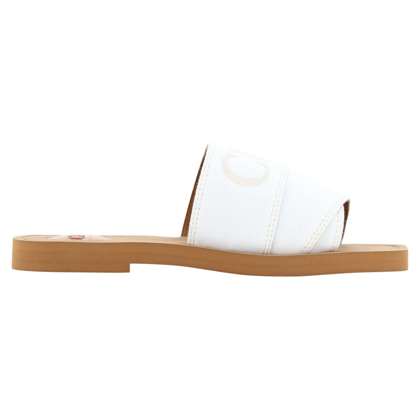 Chloé Elegant White Cotton Slide Sandals Chloé Beige