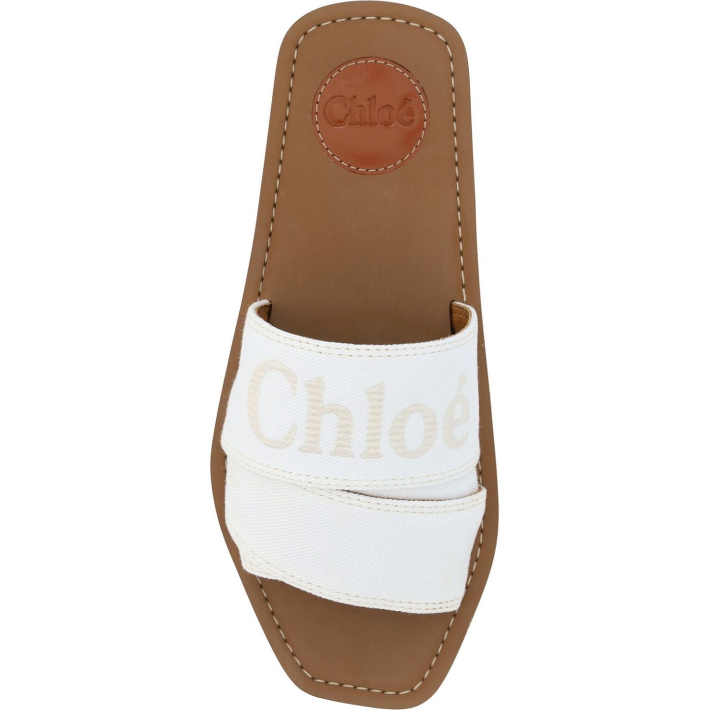 Chloé Elegant White Cotton Slide Sandals Chloé Lavender