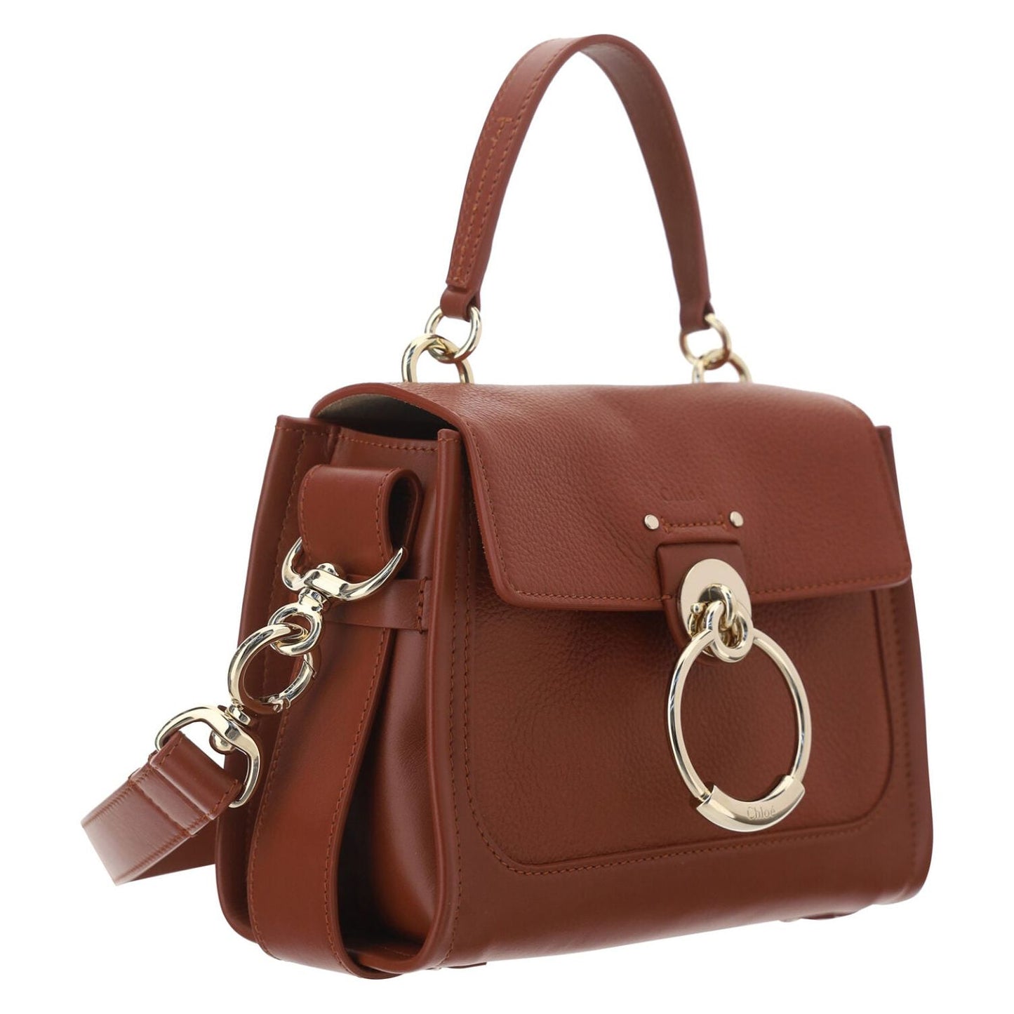 Chloé Elegant Sepia Brown Calfskin Shoulder Handbag Chloé Saddle Brown