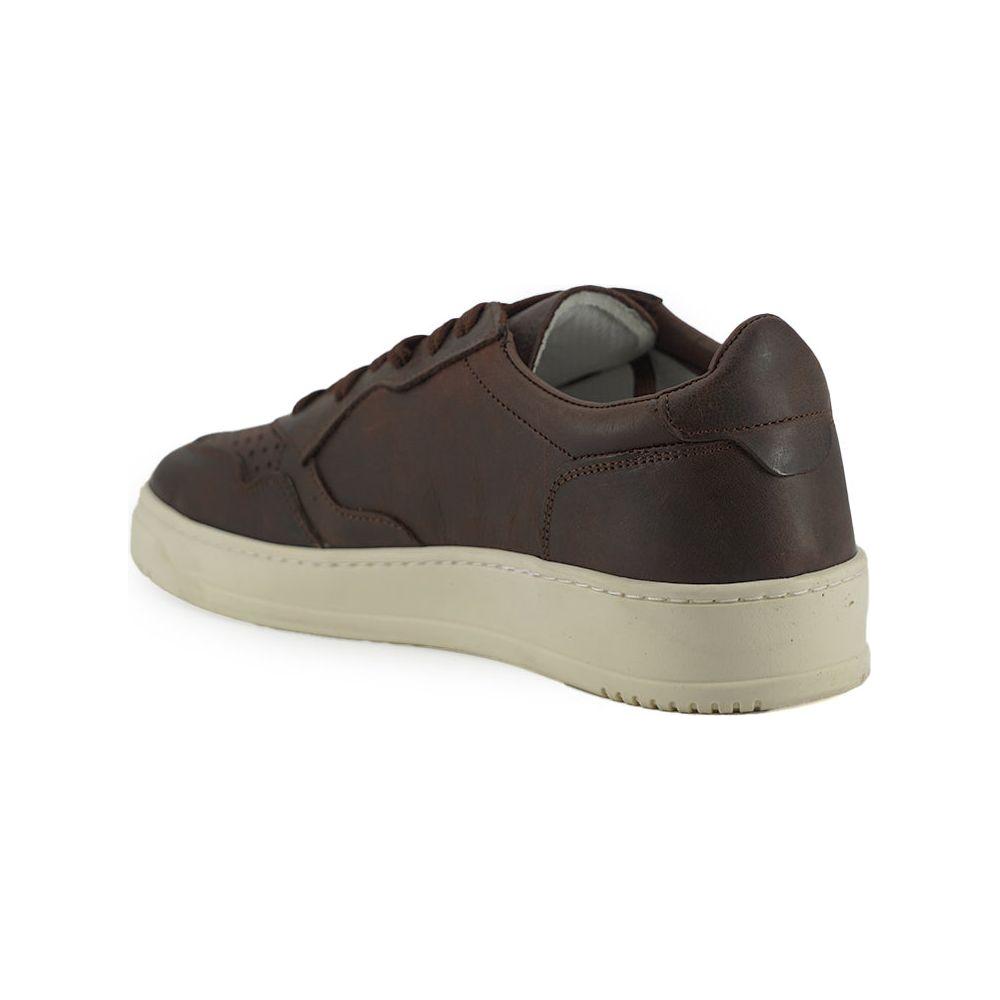 Saxone of Scotland Exclusive Leather Fabric Sneakers in Brown Saxone of Scotland Gray