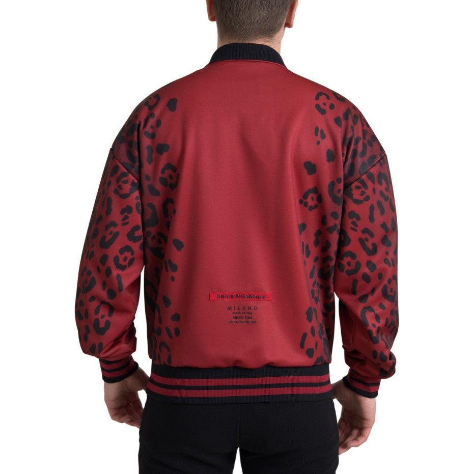Dolce & Gabbana Red Leopard Print Bomber Jacket Dolce & Gabbana Brown