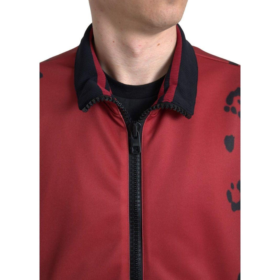 Dolce & Gabbana Red Leopard Print Bomber Jacket Dolce & Gabbana Brown