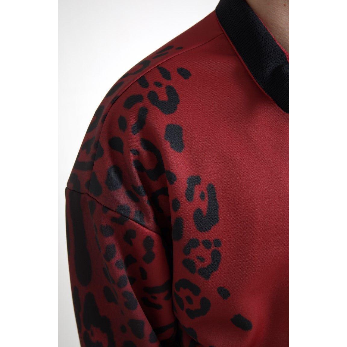 Dolce & Gabbana Red Leopard Print Bomber Jacket Dolce & Gabbana Black