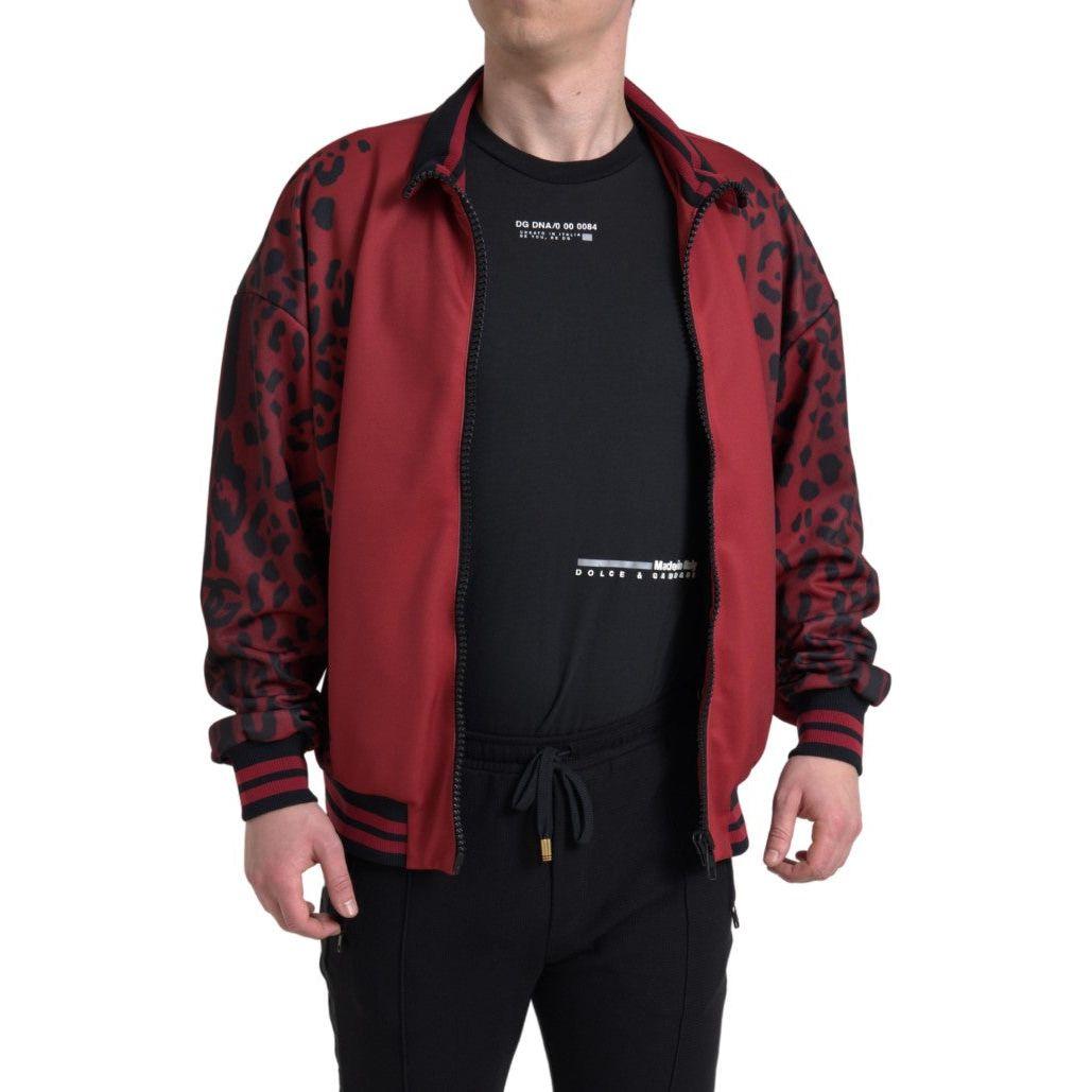 Dolce & Gabbana Red Leopard Print Bomber Jacket Dolce & Gabbana Black