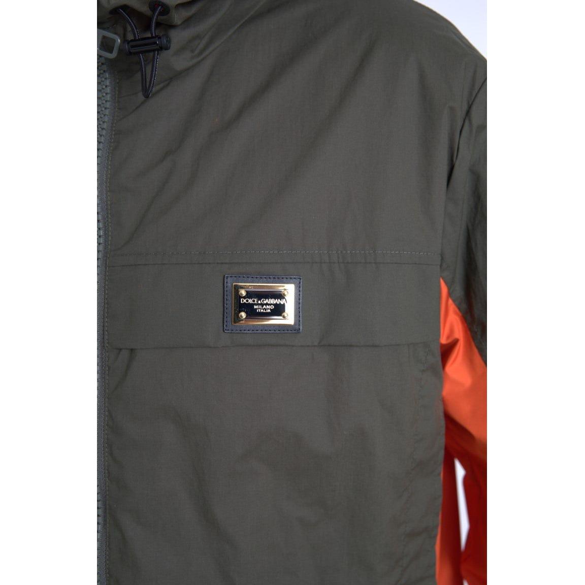 Dolce & Gabbana Elegant Hooded Full Zip Jacket in Green and Orange Dolce & Gabbana Dark Slate Gray