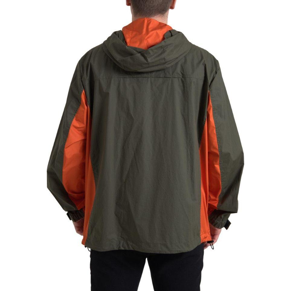 Dolce & Gabbana Elegant Hooded Full Zip Jacket in Green and Orange Dolce & Gabbana Dark Slate Gray