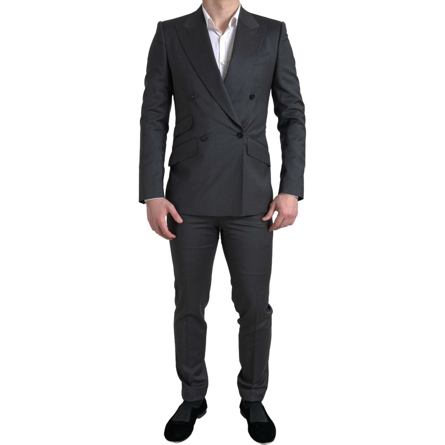 Dolce & Gabbana Sleek Grey Slim Fit Double Breasted Suit Dolce & Gabbana Dark Slate Gray