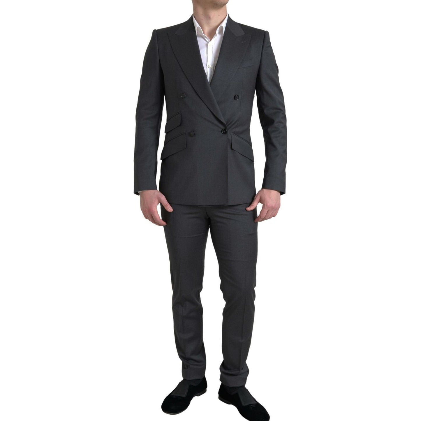 Dolce & Gabbana Sleek Grey Slim Fit Double Breasted Suit Dolce & Gabbana Dark Slate Gray