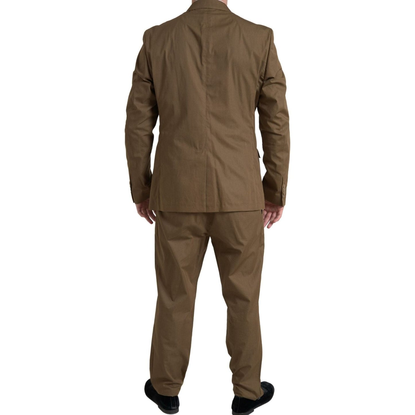 Dolce & Gabbana Elegant Brown Silk Blend Taormina Suit Dolce & Gabbana Dark Olive Green