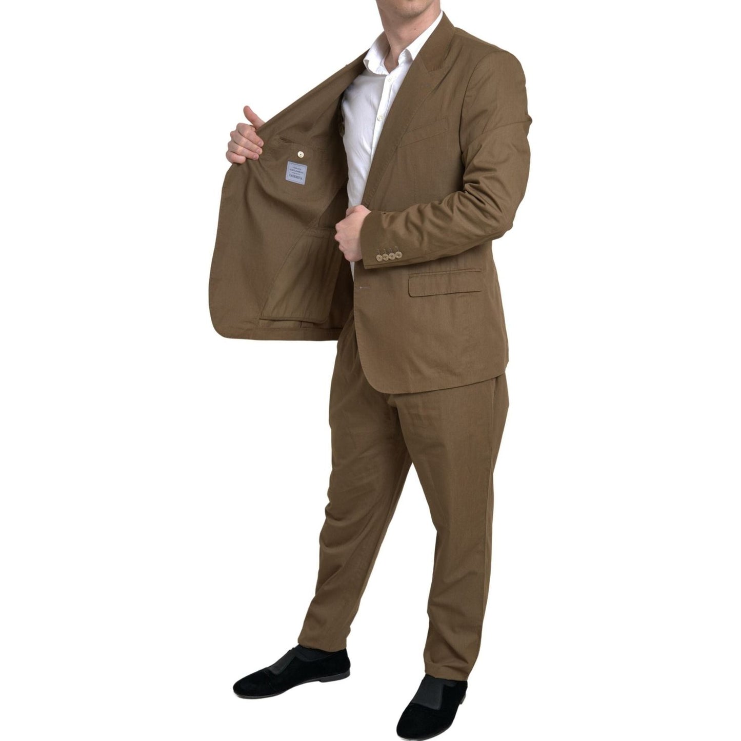Dolce & Gabbana Elegant Brown Silk Blend Taormina Suit Dolce & Gabbana Dark Olive Green