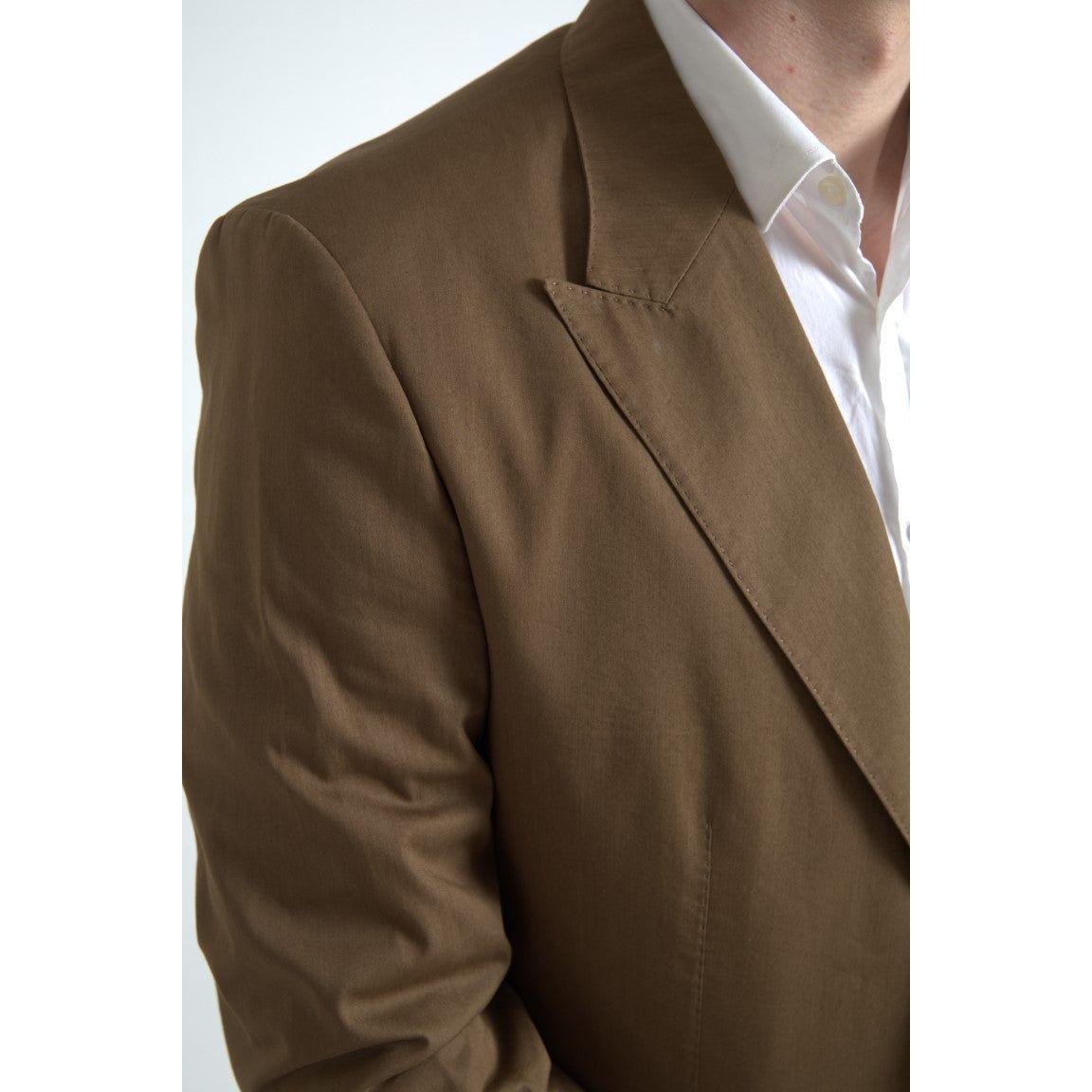 Dolce & Gabbana Elegant Brown Silk Blend Taormina Suit Dolce & Gabbana Dark Olive Green