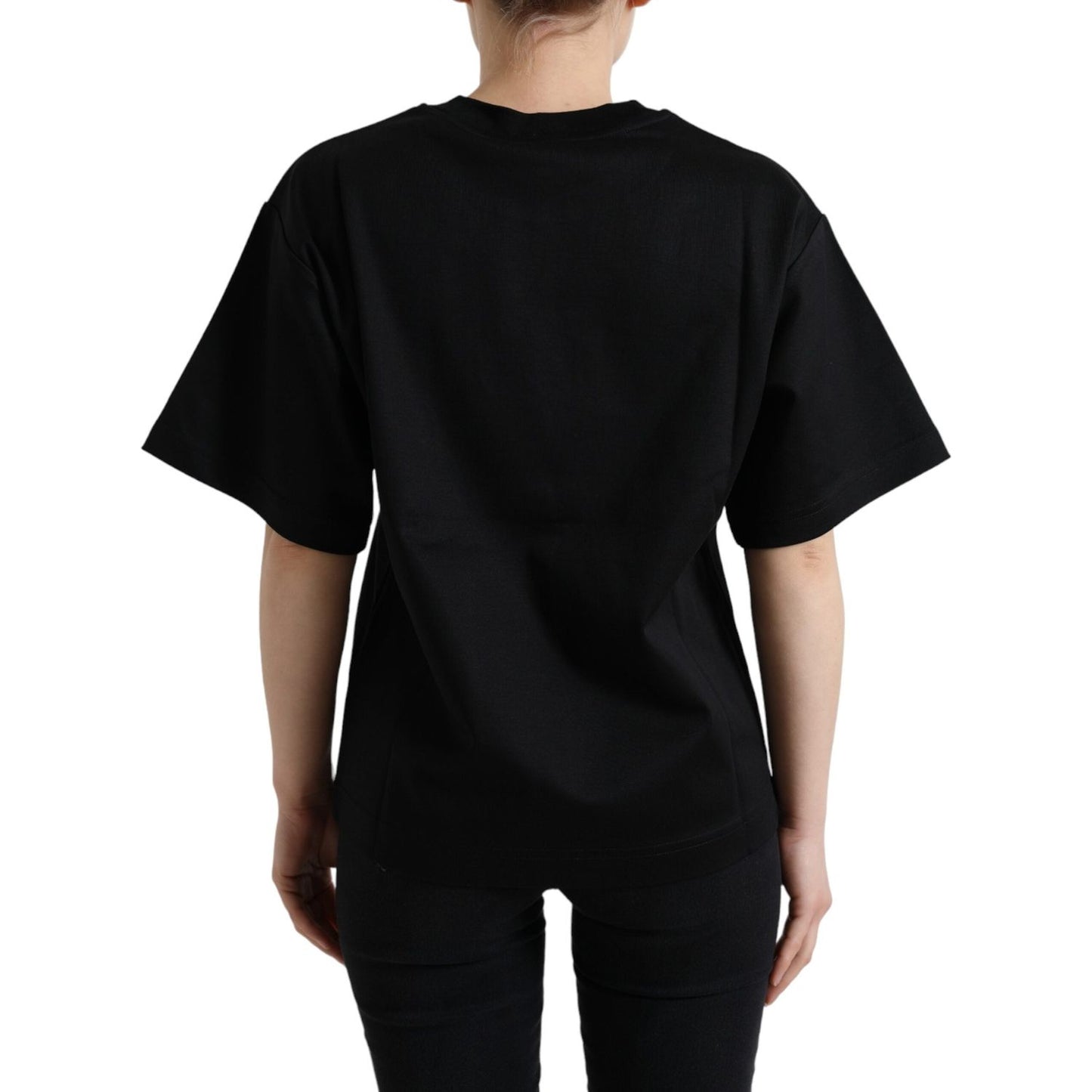 Dolce & Gabbana Elegant Black Crystal-Embellished T-Shirt Dolce & Gabbana Black