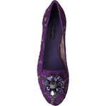 Dolce & Gabbana Purple Vally Taormina Lace Crystals Flats Shoes LA10303-37