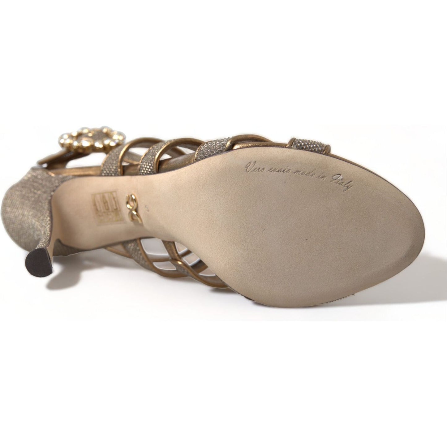 Dolce & Gabbana Bronze Crystal Stiletto Heels Sandals Dolce & Gabbana Rosy Brown