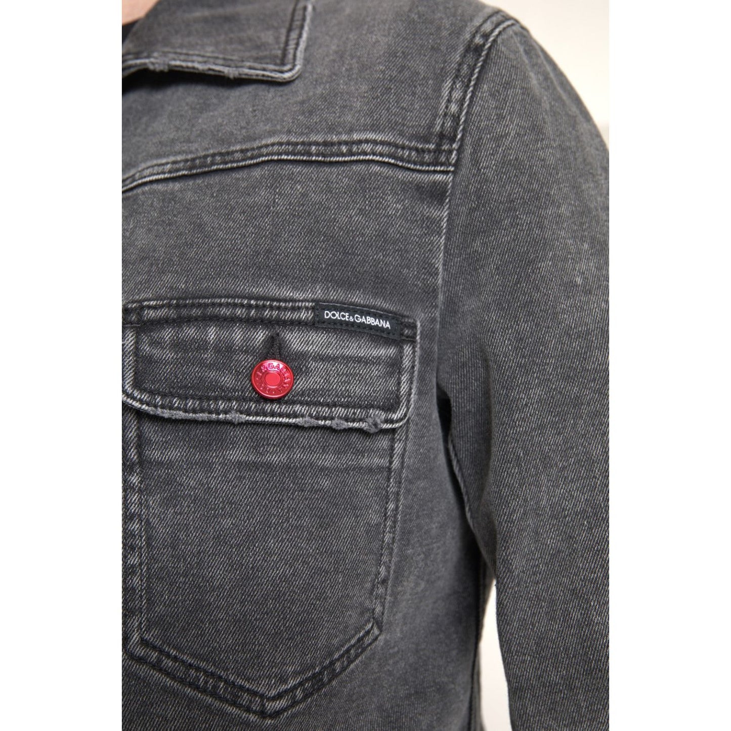 Dolce & Gabbana Elegant Gray Stretch Denim Jacket Dolce & Gabbana Dark Slate Gray