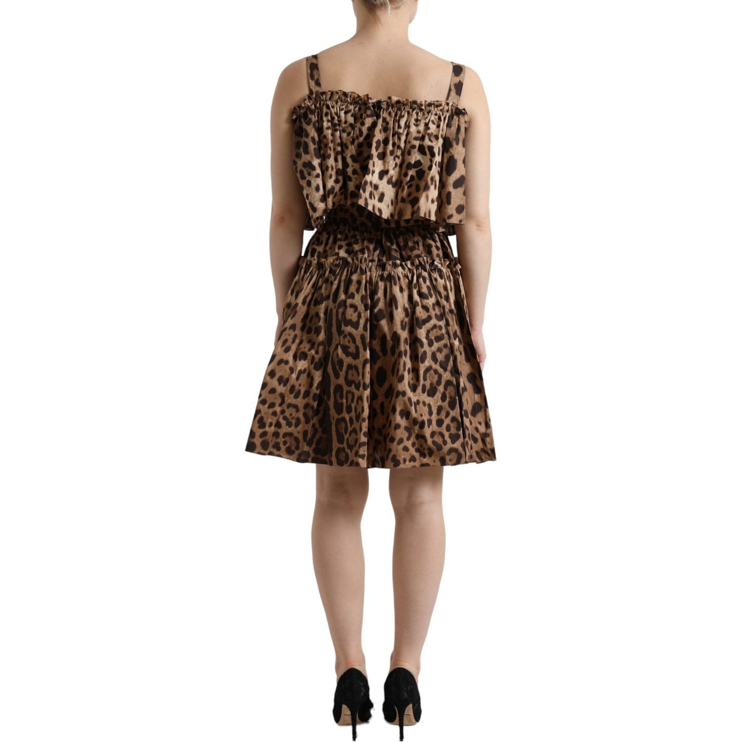 Dolce & Gabbana Leopard Print A-Line Cotton Dress Dolce & Gabbana Dark Slate Gray